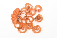 Vintage Rare Orange Bakelite Geometric Dangler Pin Or Brooch