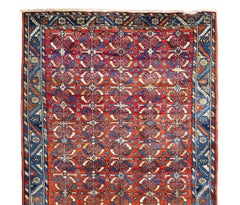 Orange Bakhtiar Wool Hand Knotted Rug 5 ft x 10 ft , Rosette Lattice Heirloom