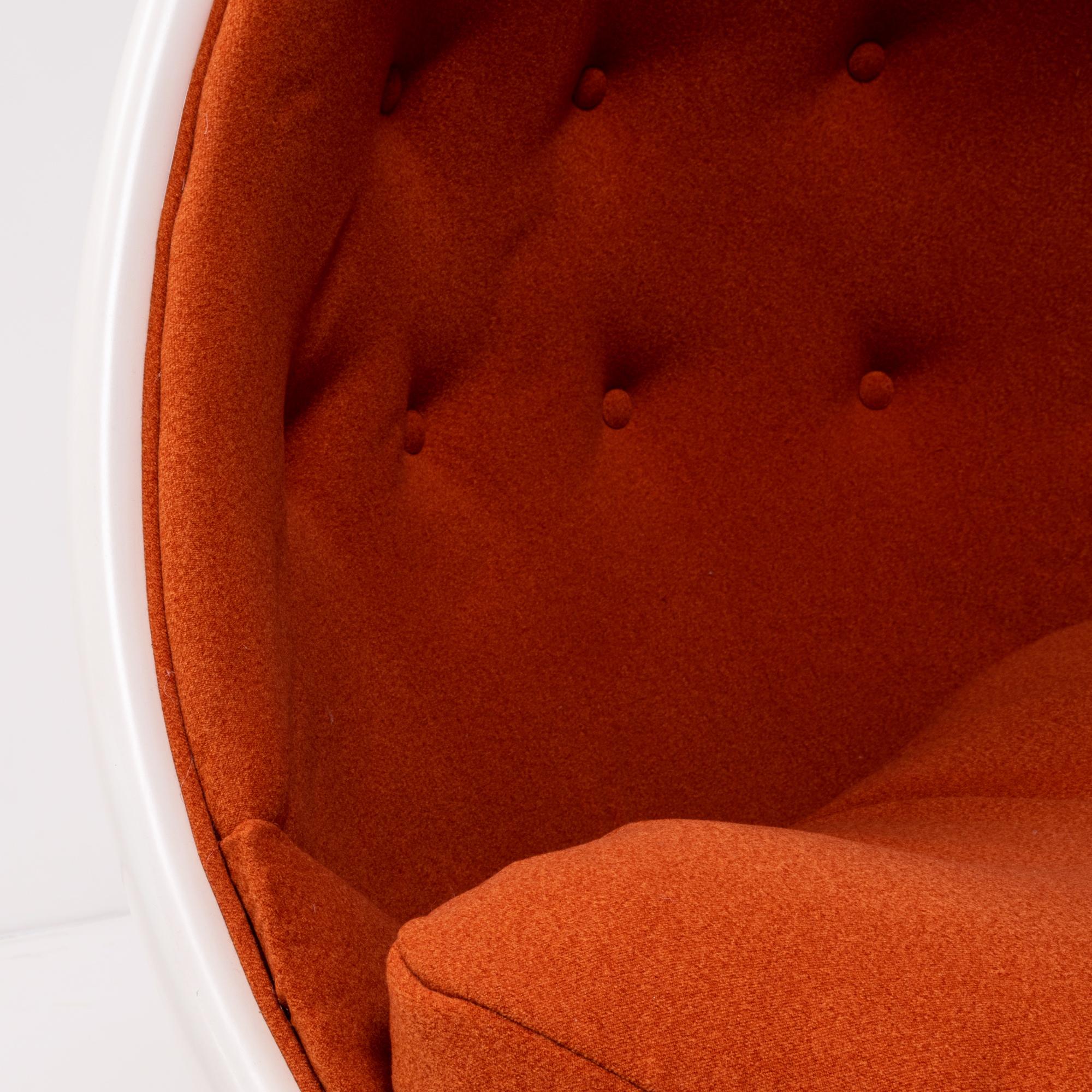 20th Century Orange Ball Chair After the Model by Eero Aarnio, Wool and Fibreglass