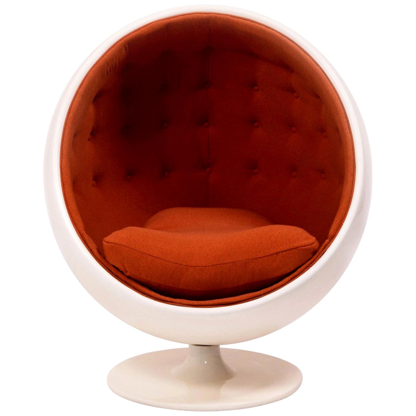 Orange Ball Chair After the Model by Eero Aarnio, Wool and Fibreglass