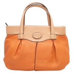 Mini Shopping Tote arancione e beige di Tod's