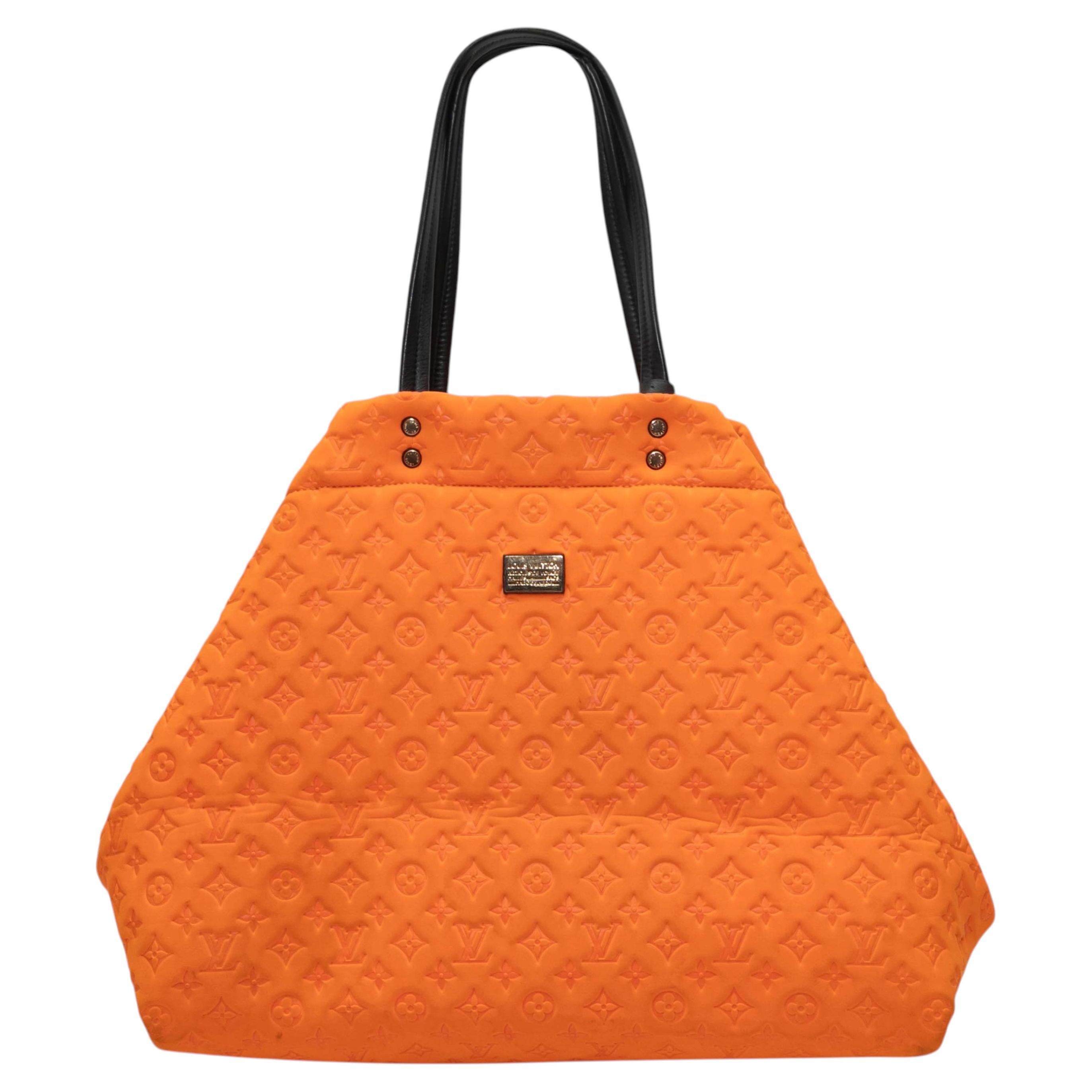 Orange & Black Louis Vuitton Embossed Neoprene MM Tote