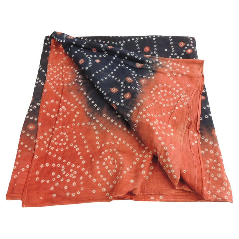 Asiatisches Krawattenmuster-Tafelteppich oder Stoff in Orange and Schwarz  von Shibori im Angebot bei 1stDibs