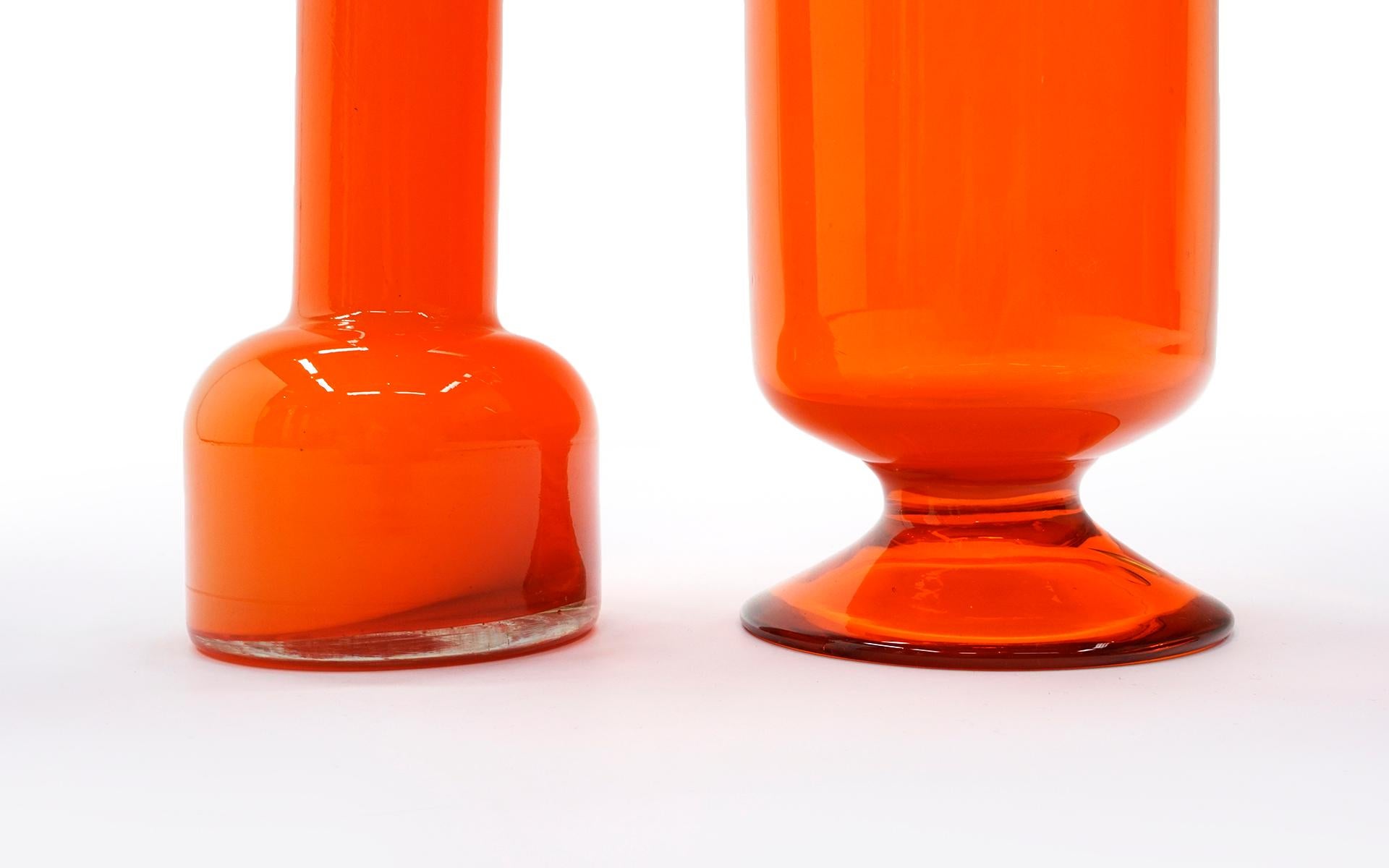 American Orange Blenko (?) Art Glass Vase and Decanter