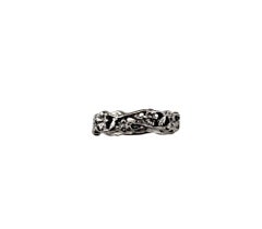 Vintage Orange Blossom 18K White Gold Floral Band Ring Size 5.75 #21547