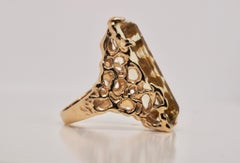 Orange Blossom Retro Nugget Lemon Quartz Ring, circa 1970s