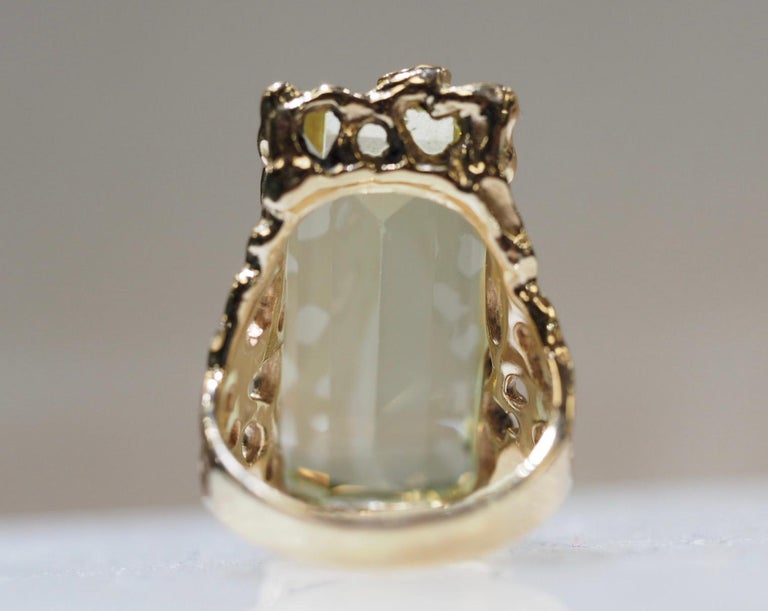 Orange Blossom Retro Nugget Lemon Quartz Ring, circa 1970s
