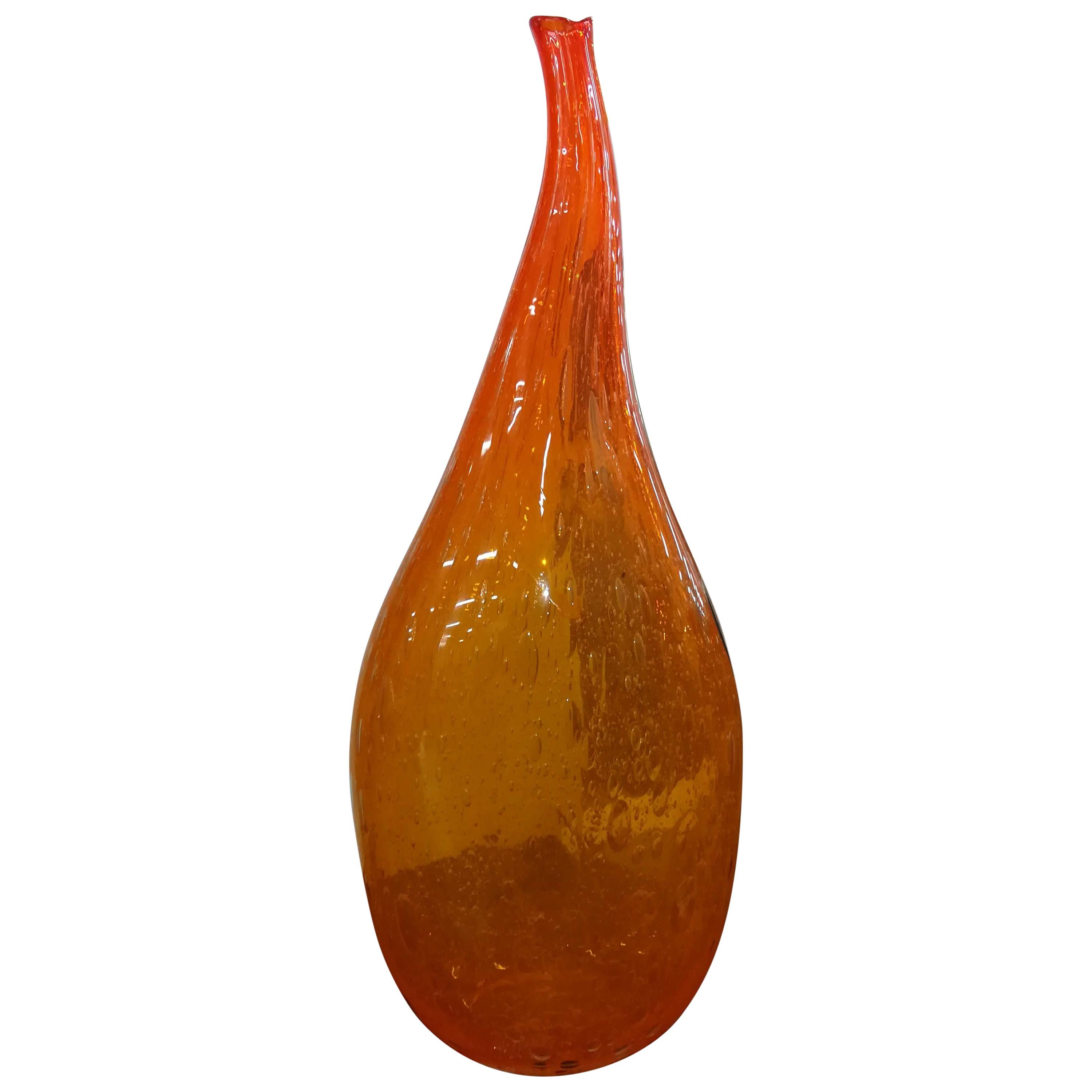 Orange Blown Glass Murano Vase For Sale