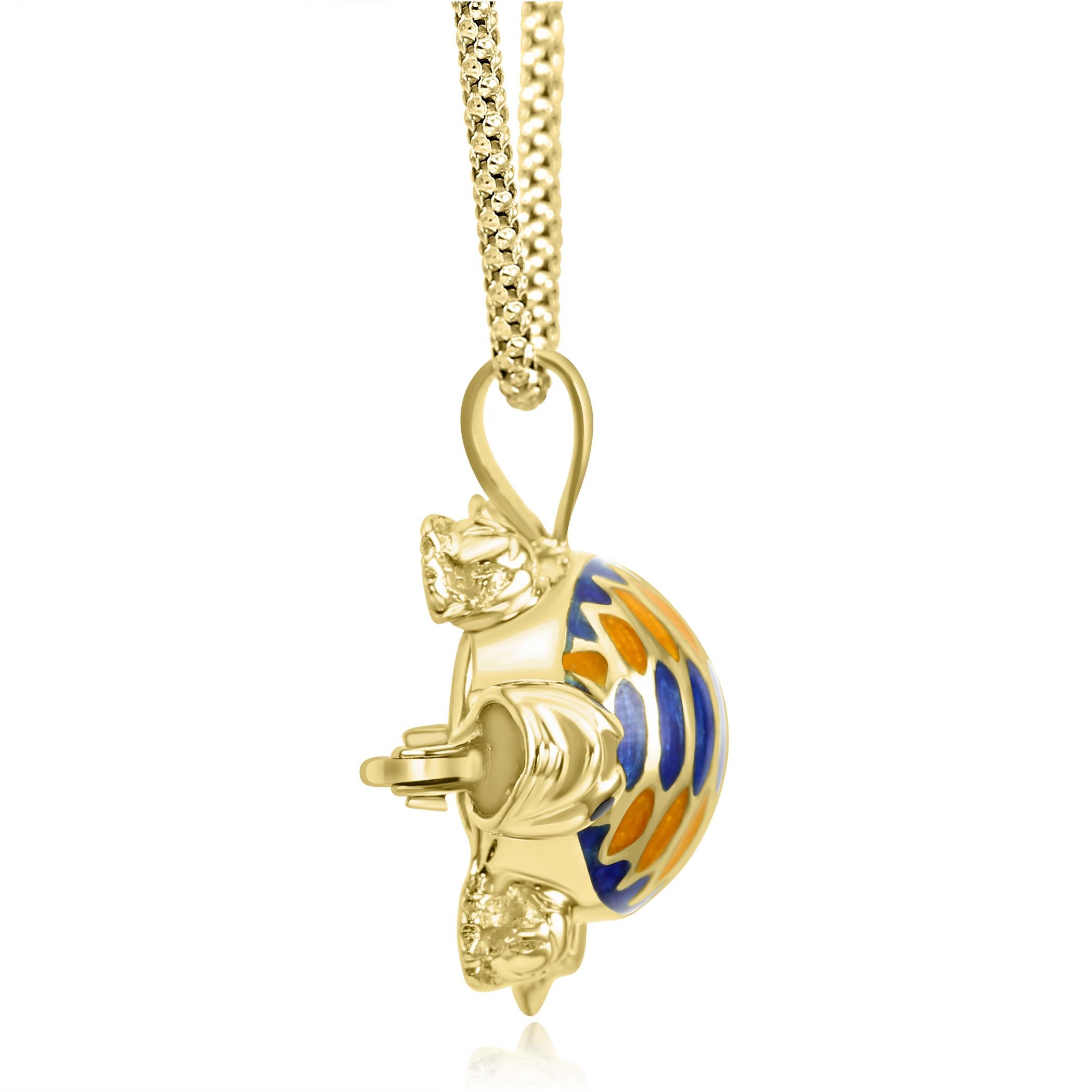 Art Deco Orange & Blue Enamel 