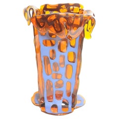 Orange & Blue Leather Sagarana Large Vase