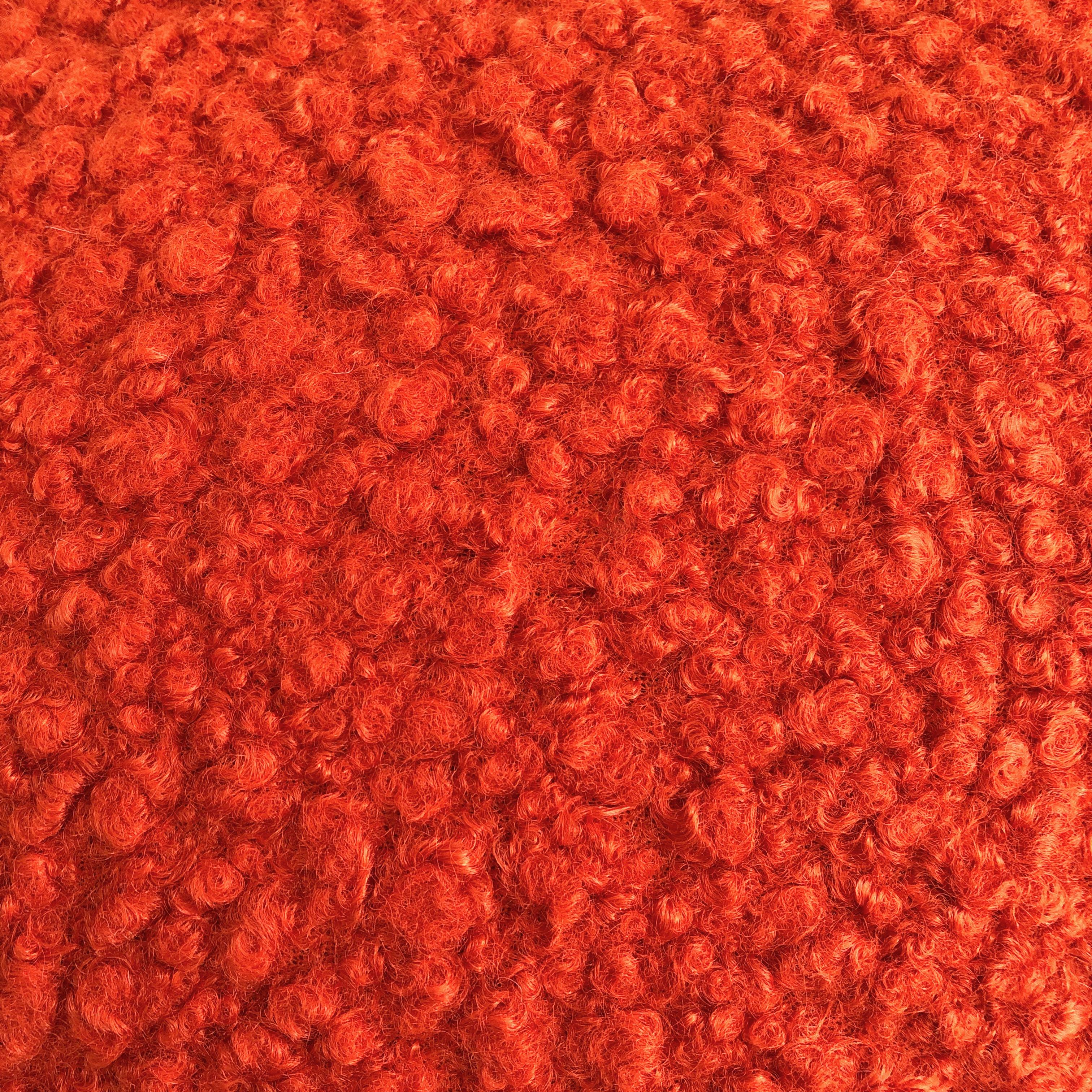 American Mushroom Ottoman in Tangerine Boucle