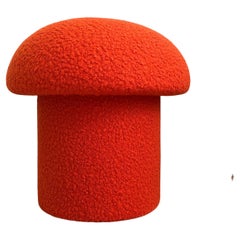 Mushroom Ottoman in Tangerine Boucle