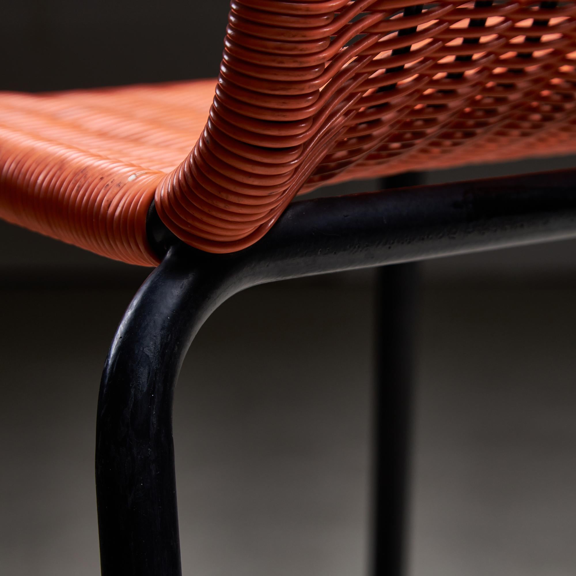 Silla de exterior de cable trenzado naranja, años 60 en venta 5
