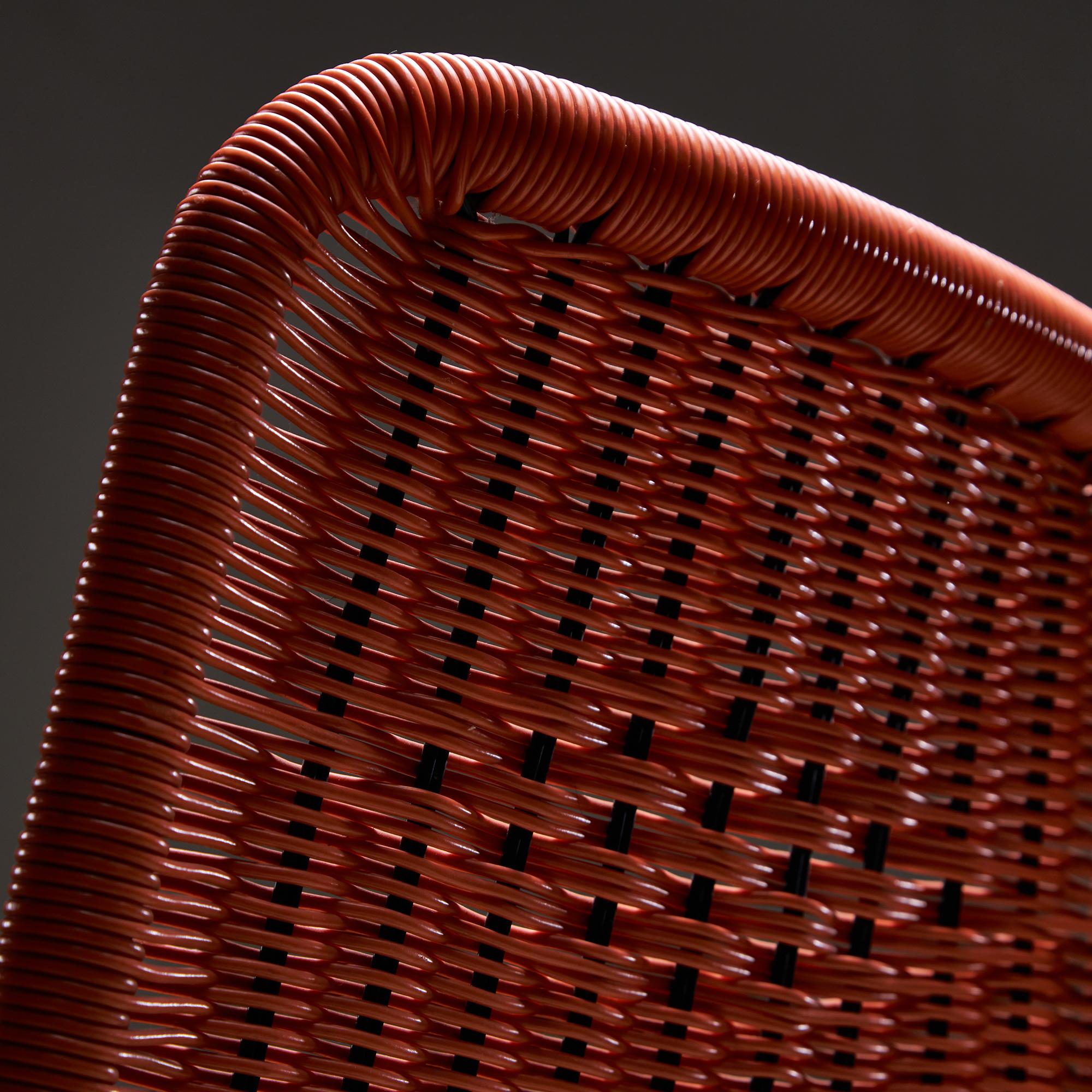 Silla de exterior de cable trenzado naranja, años 60 en venta 2