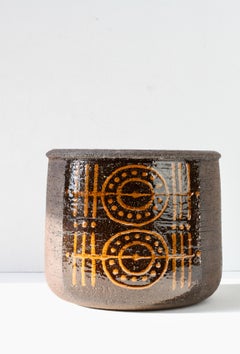 Orange & Braun Vintage Mid-Century Swedish Pot by Inger Perrson for Rörstrand