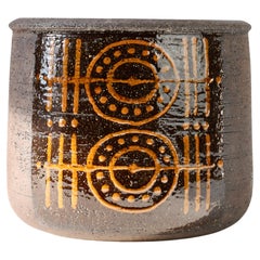 Vaso svedese vintage di metà secolo arancione e Braun di Inger Perrson per Rörstrand