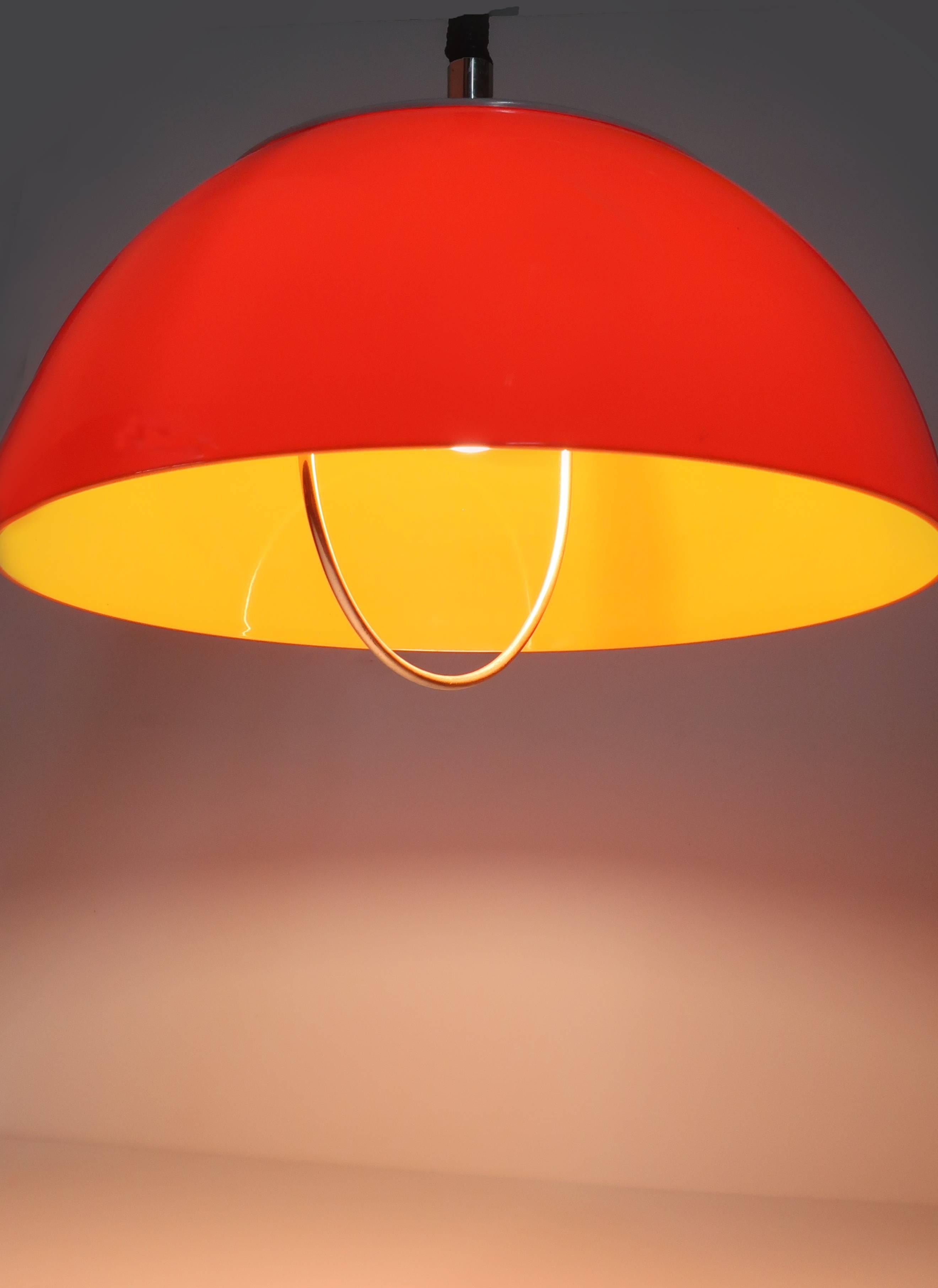 Mid-Century Modern Orange Brevettato Retractable Pendant Lamp