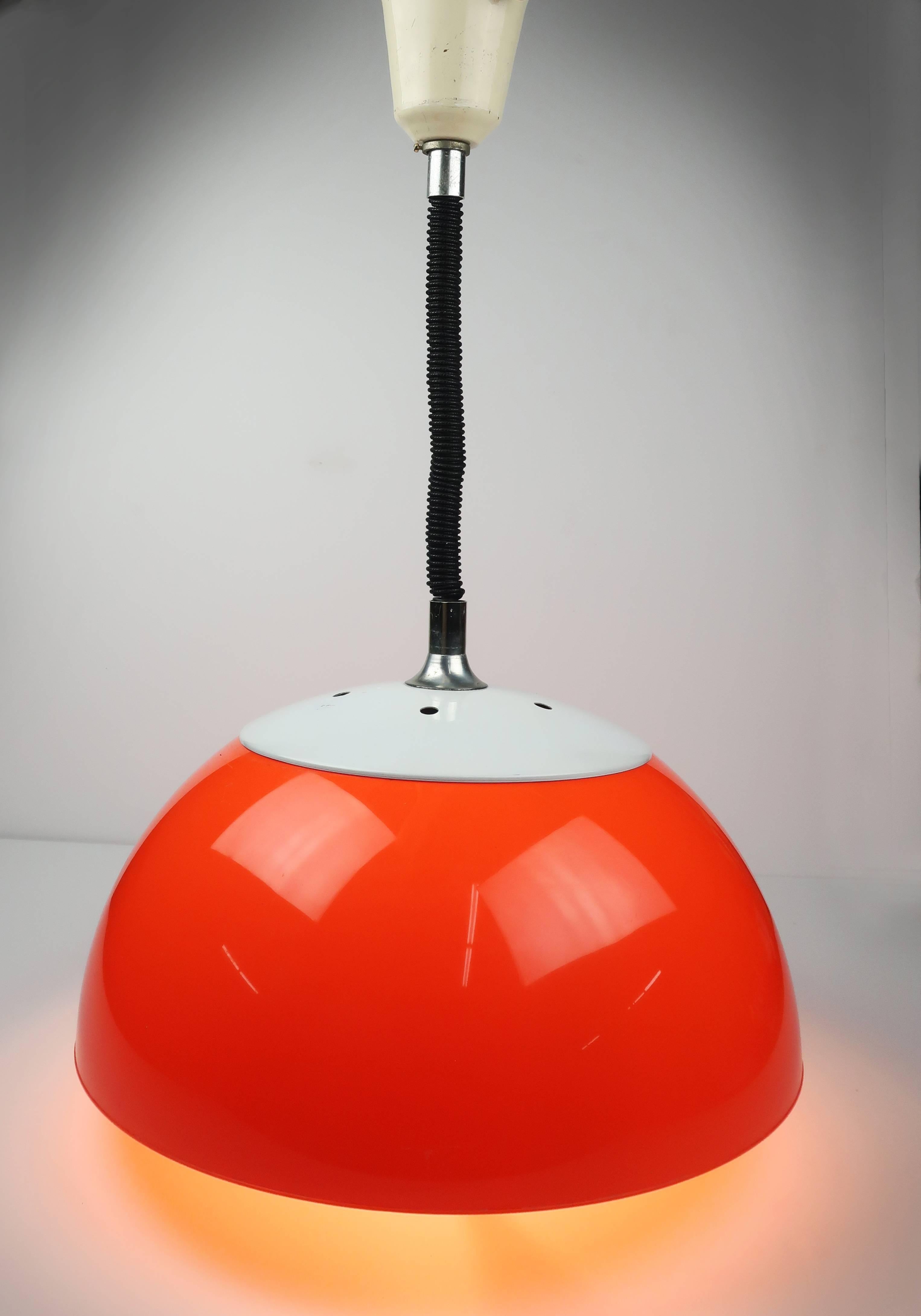 Italian Orange Brevettato Retractable Pendant Lamp