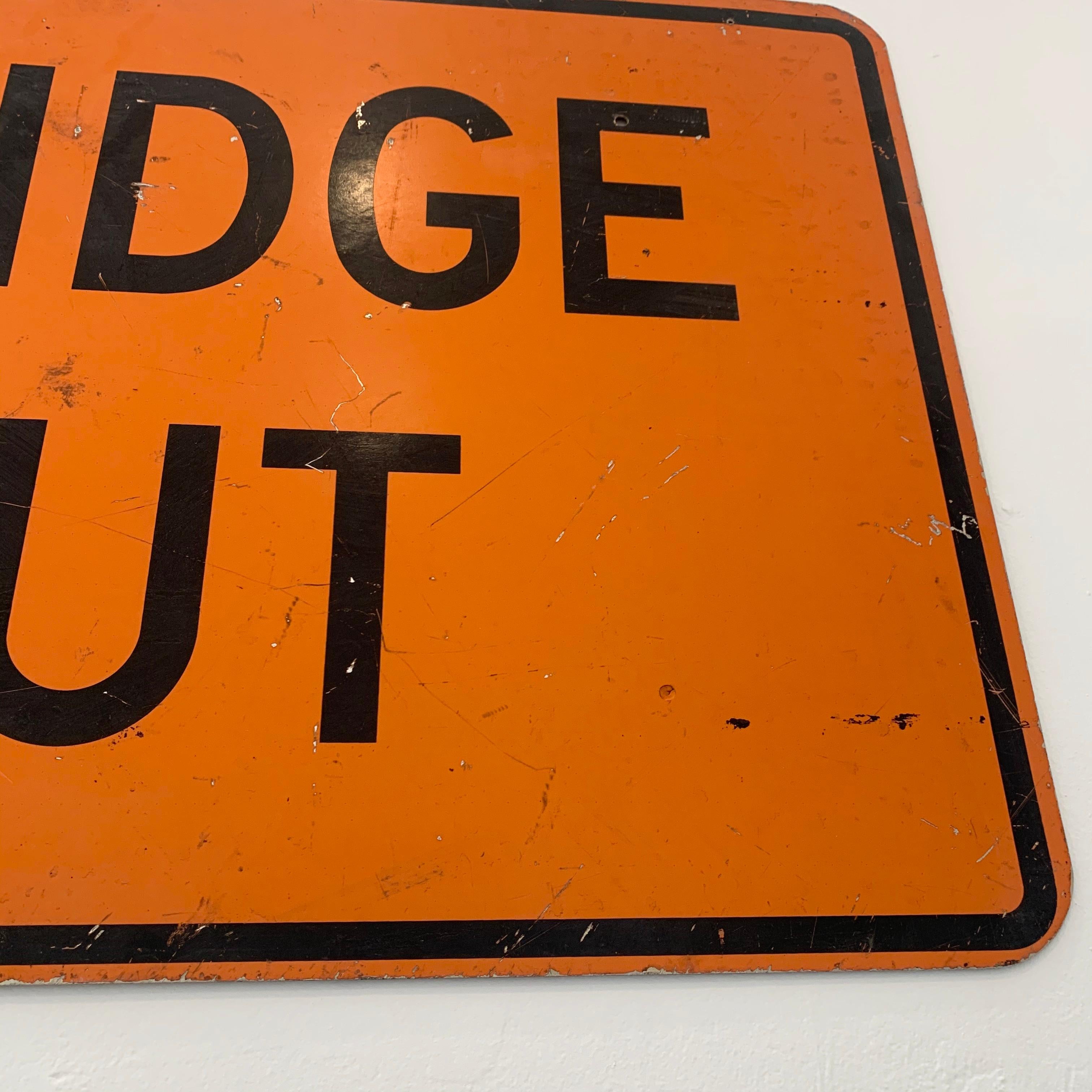 American Orange 'BRIDGE OUT' Metal Highway Sign For Sale