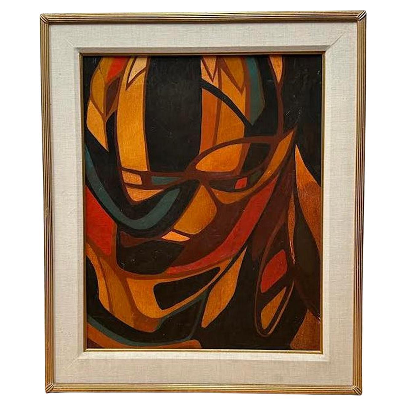 Orange, Brown, Black Abstract Acrylic Painting on Canvas by Brian Ackerman  For Sale