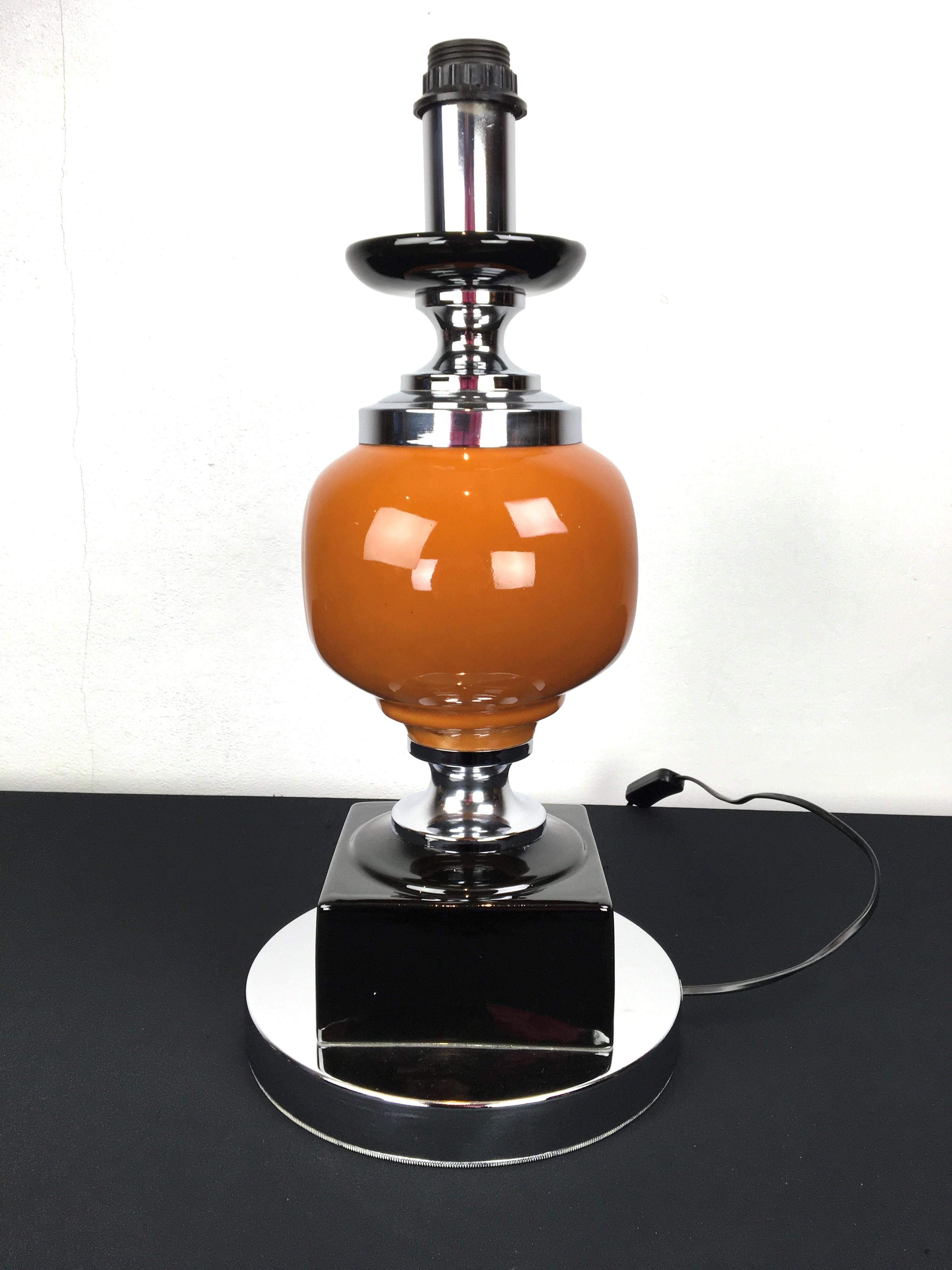 Orange Brown Geometric Table Lamp, 1970s For Sale 6