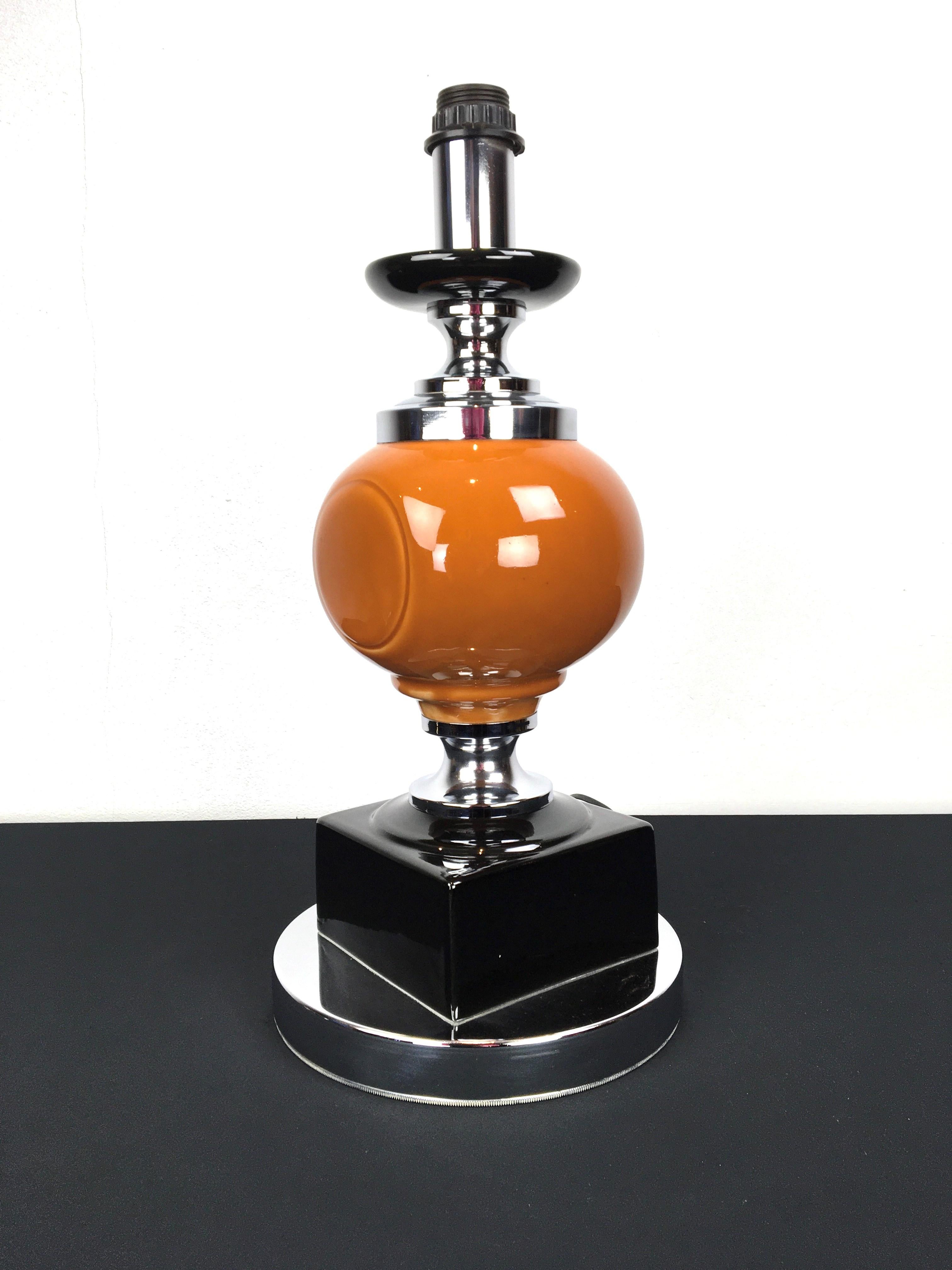 Orange Brown Geometric Table Lamp, 1970s For Sale 7