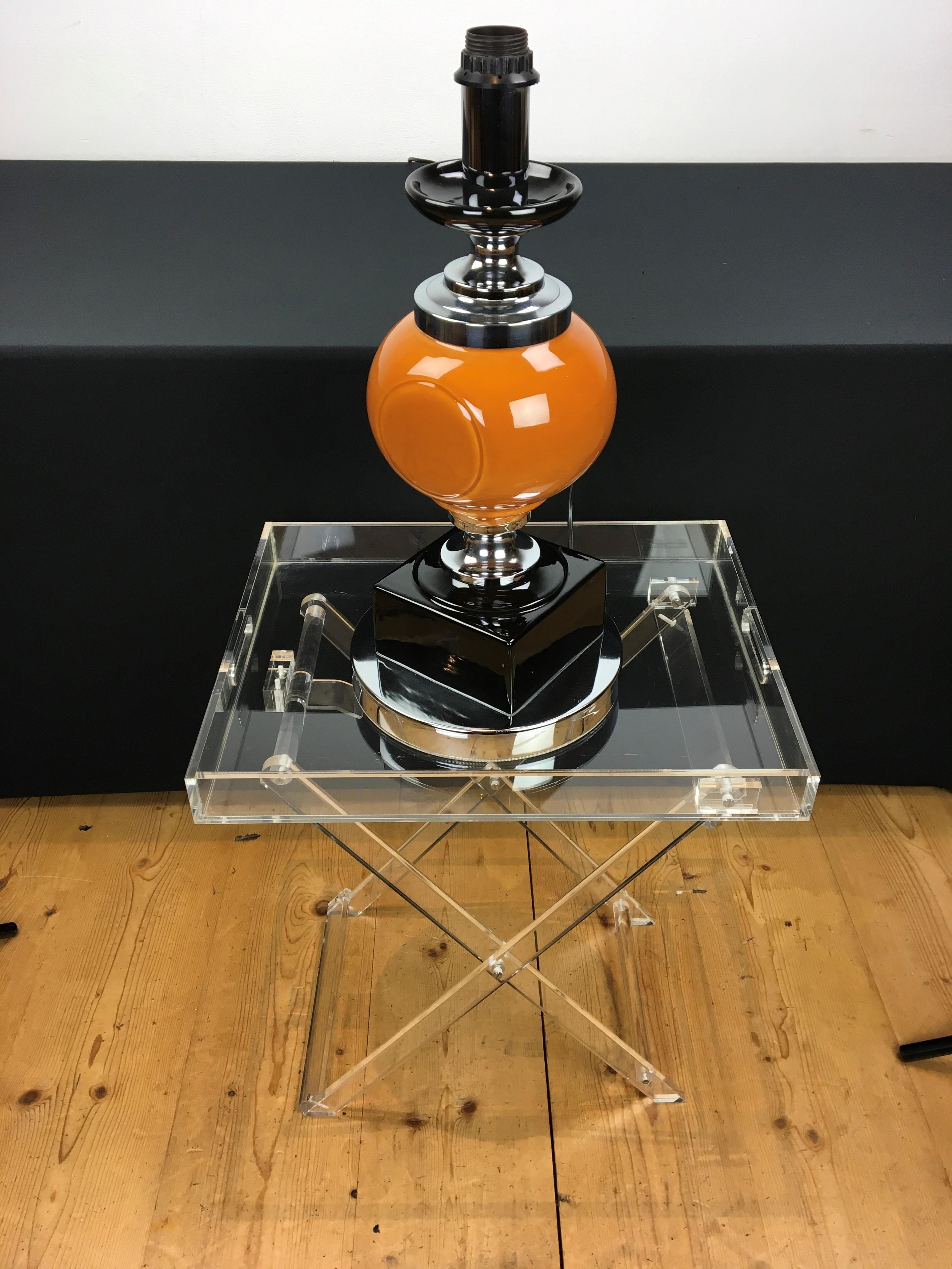 Orange Brown Geometric Table Lamp, 1970s For Sale 8