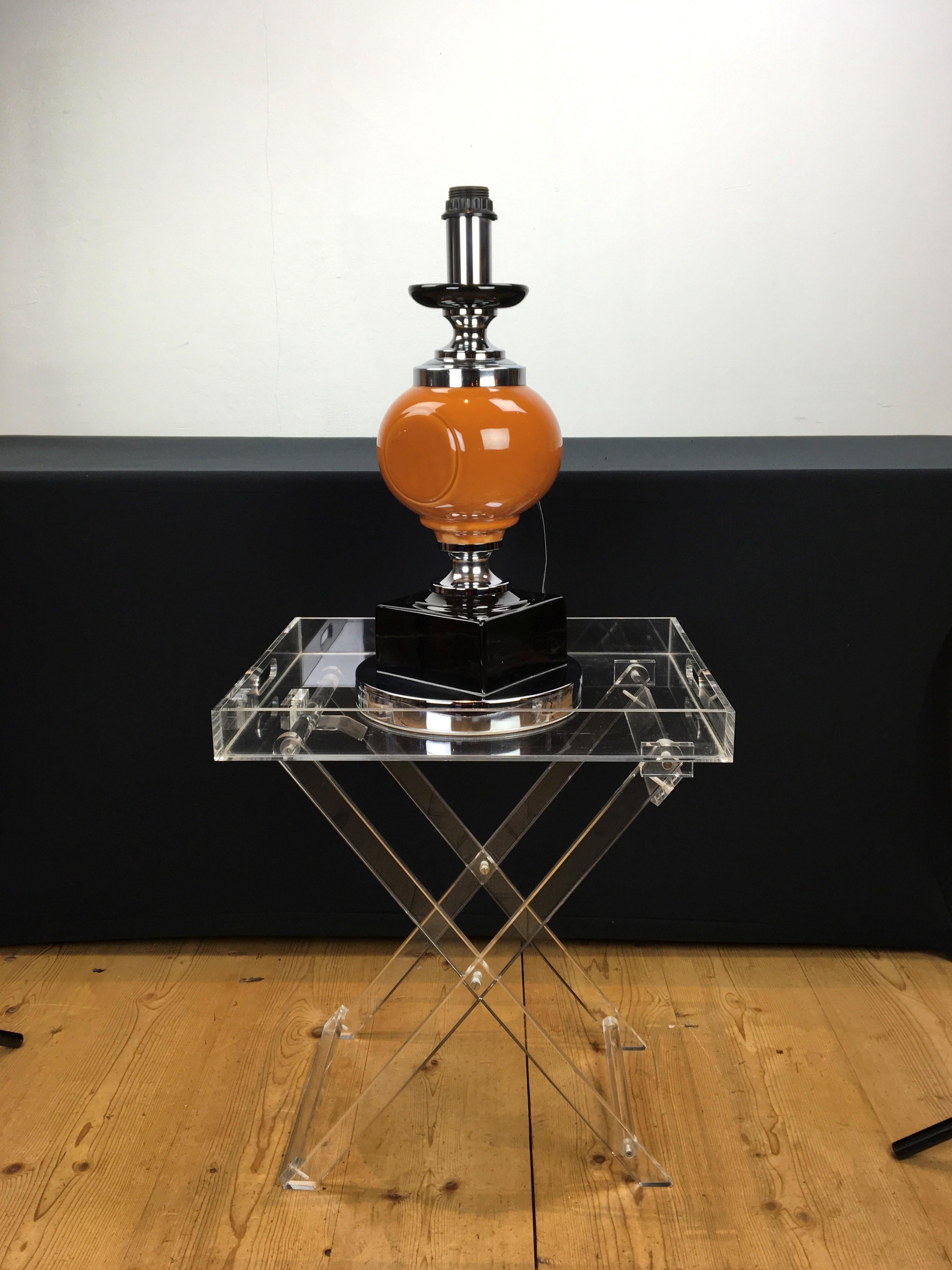 Modern Orange Brown Geometric Table Lamp, 1970s For Sale