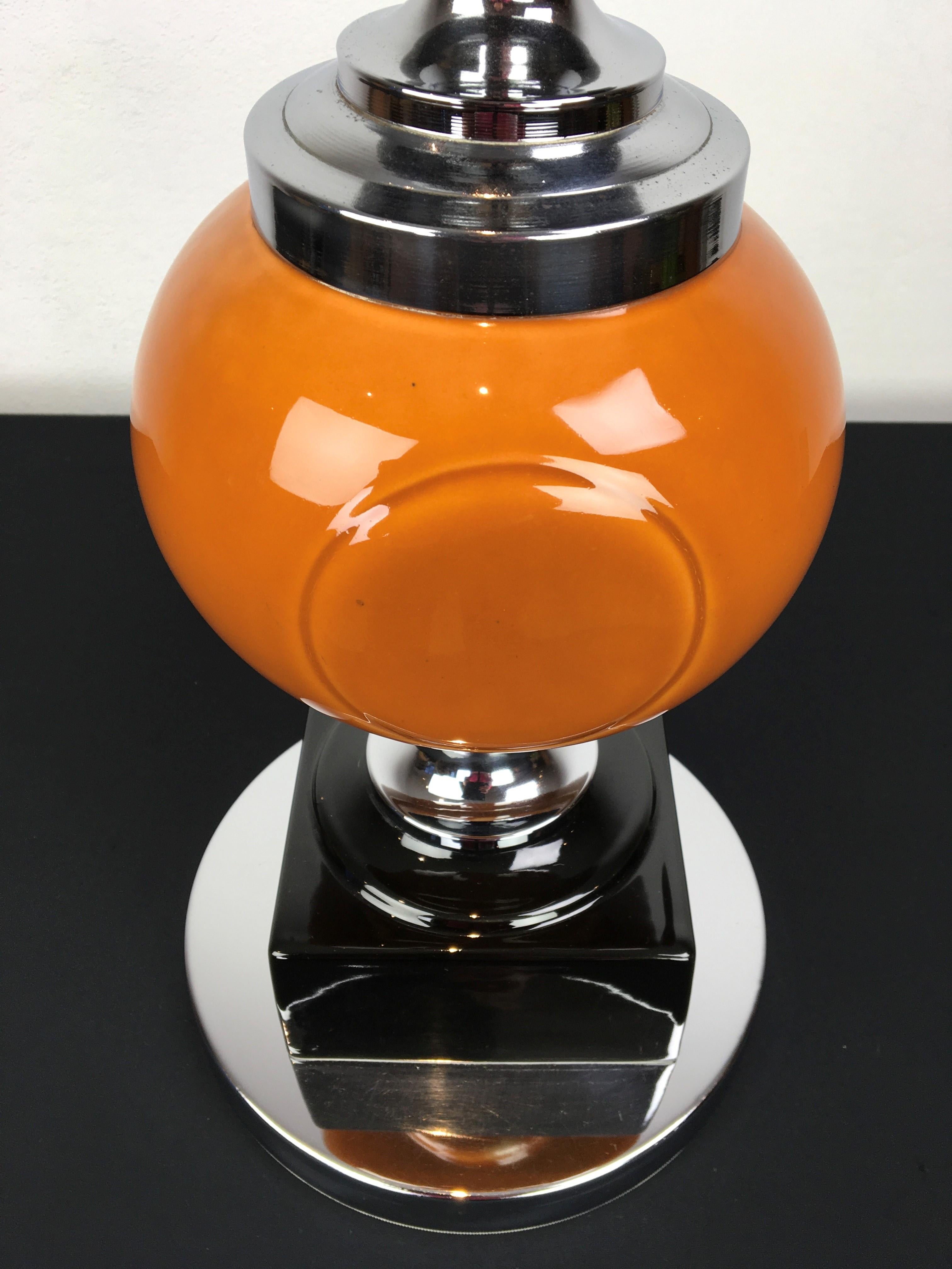 20th Century Orange Brown Geometric Table Lamp, 1970s For Sale