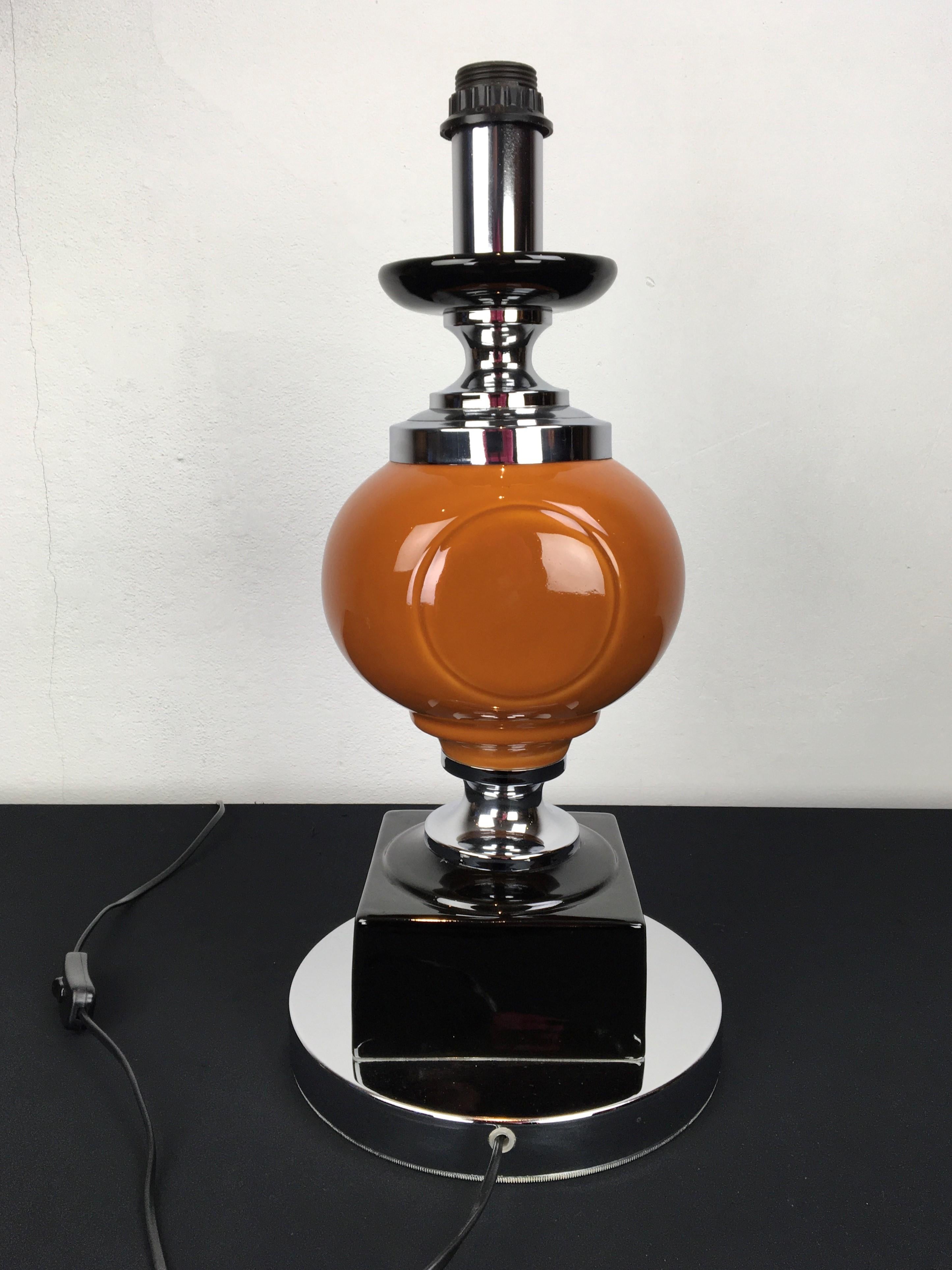 Orange Brown Geometric Table Lamp, 1970s For Sale 1