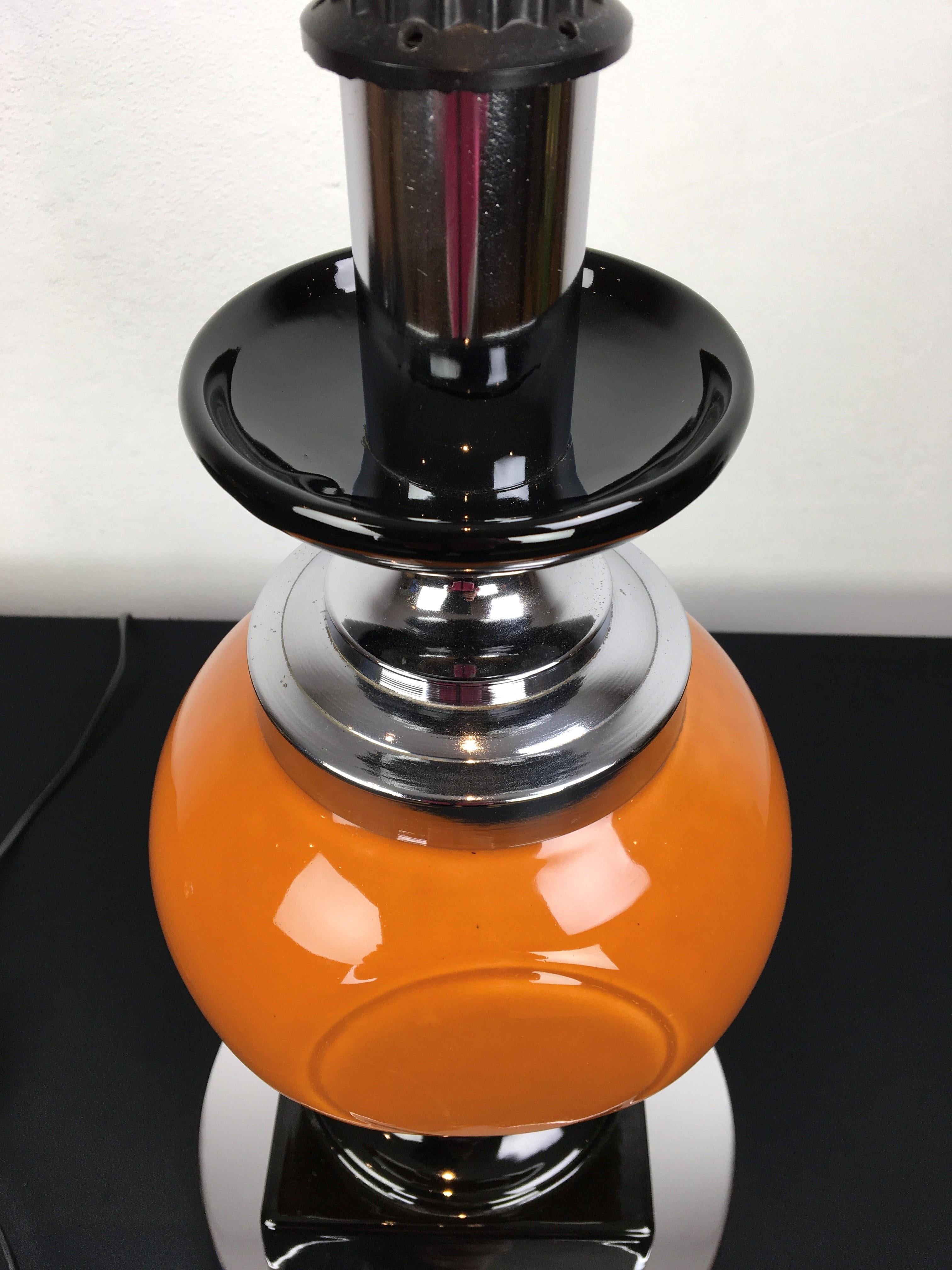 Orange Brown Geometric Table Lamp, 1970s For Sale 3