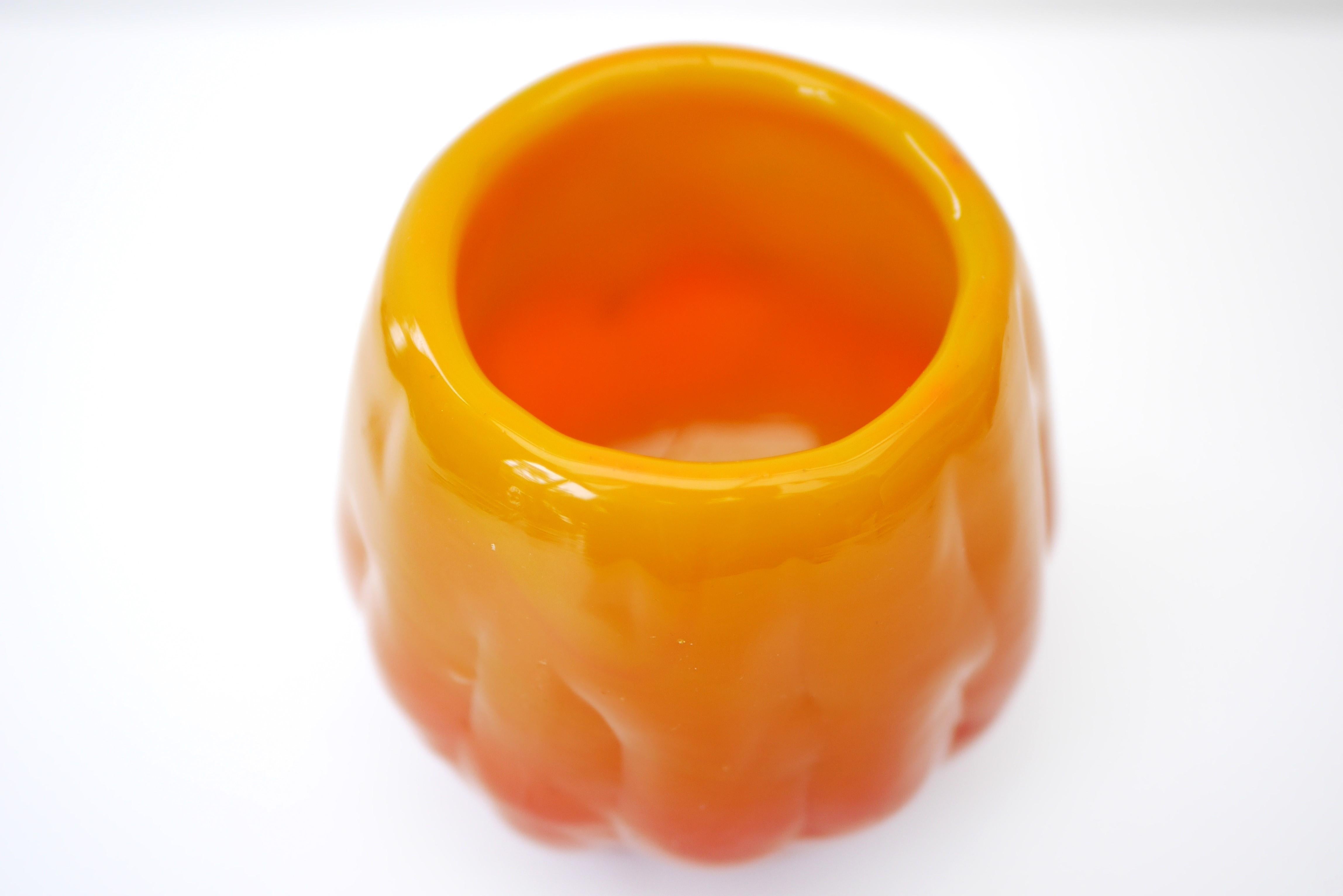 Hand-Crafted Orange Brutalist Art Glass Vase by Göte Augustsson for Ruda, Sweden For Sale