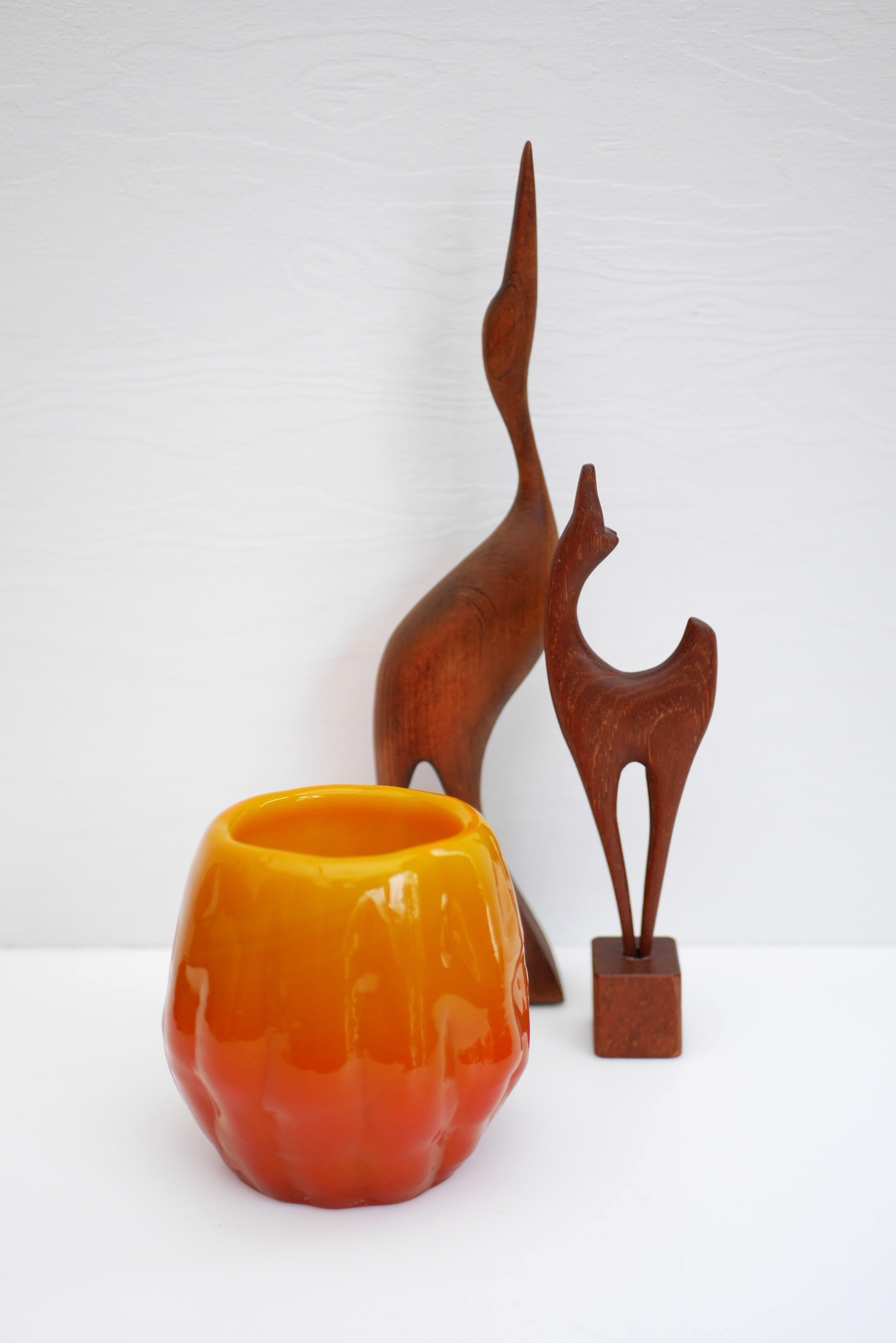 Orange Brutalist Art Glass Vase by Göte Augustsson for Ruda, Sweden In Good Condition For Sale In Skarpnäck, SE