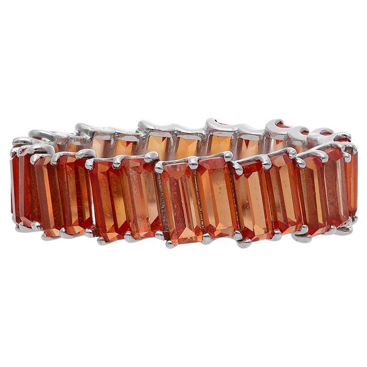 For Sale:   Orange Bullet Sapphire Fire Coral Eternity Ring - 18kt