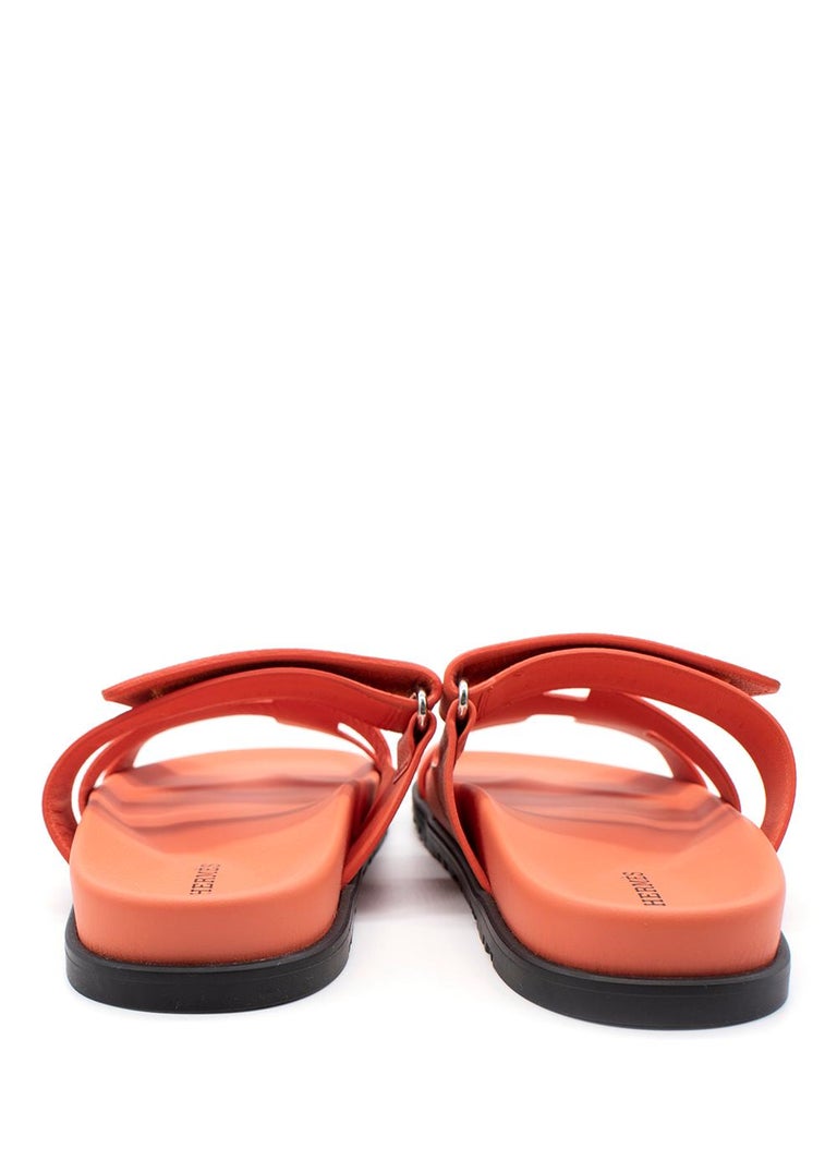 Orange Calfskin Leather Chypre Sandals at 1stDibs chypre hermes