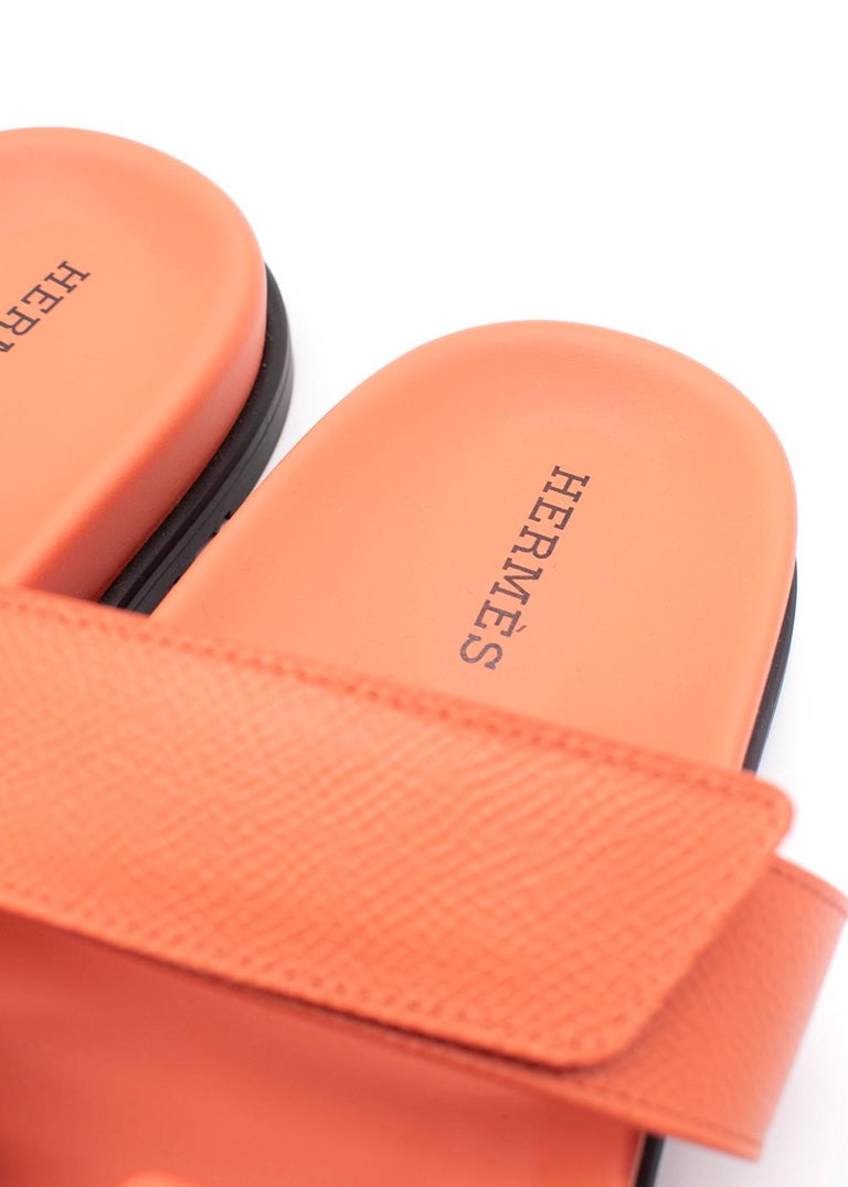 Orange Calfskin Leather Chypre Sandals at 1stDibs chypre hermes
