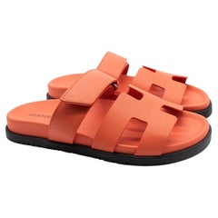 Orange Calfskin Leather Chypre Sandals
