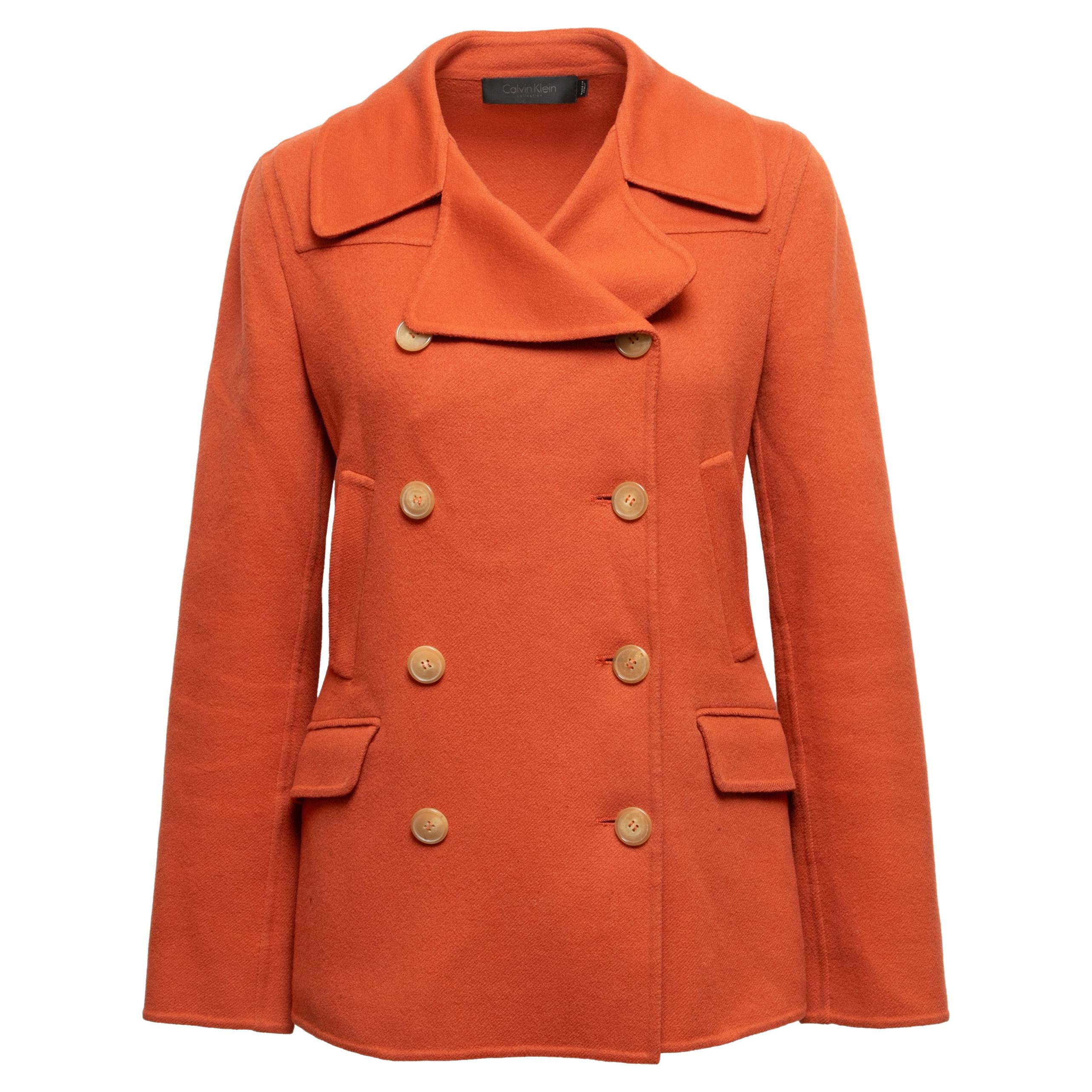 Manteau en cachemire orange Calvin Klein Collection en vente