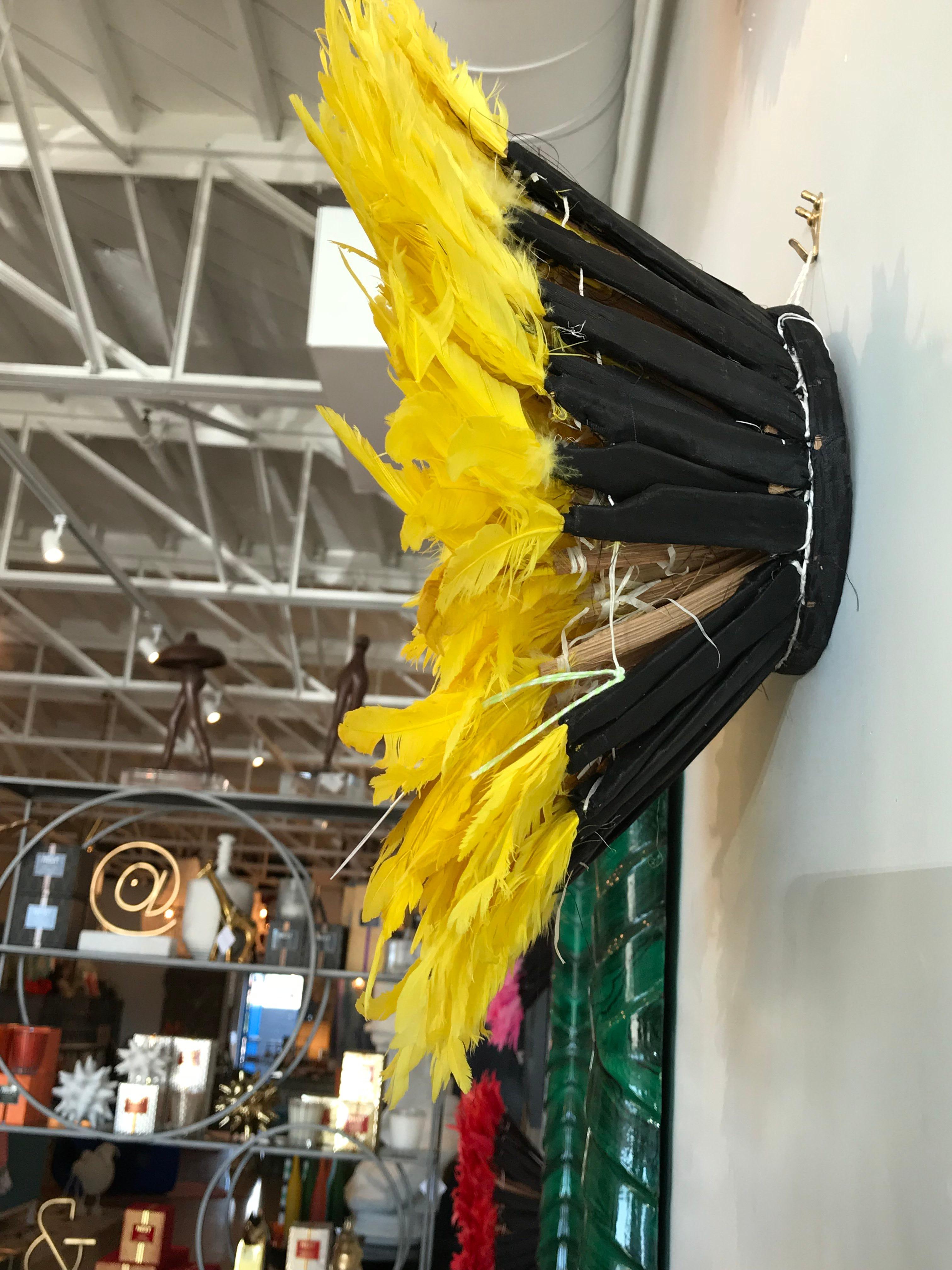 Orange - Cameroon Juju Feather Head Dress  In New Condition In Phoenix, AZ