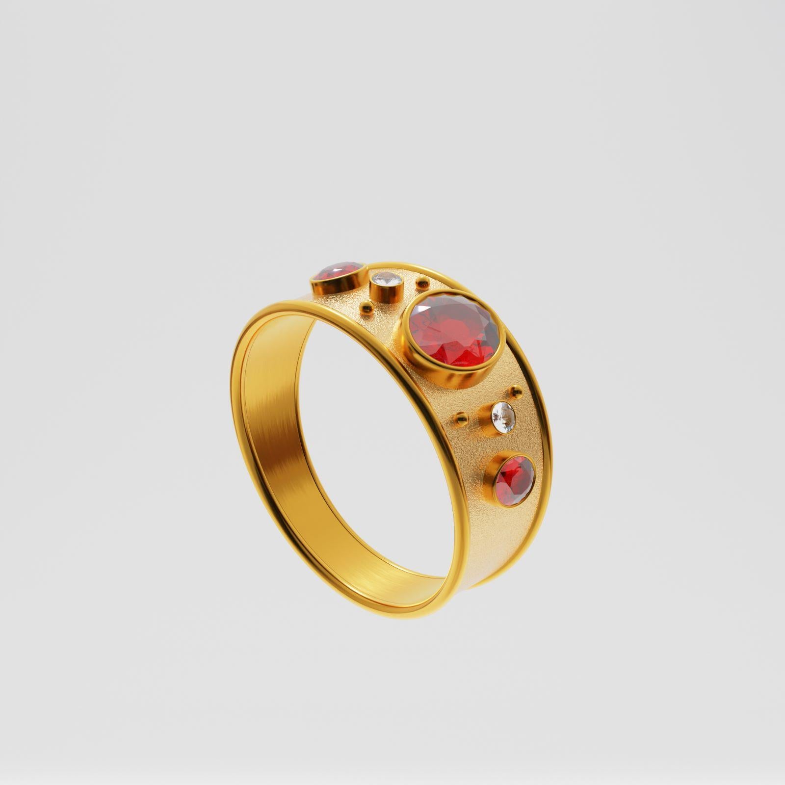 For Sale:  Orange Candy Ring in 18k Gold with Sapphires and Diamonds 5