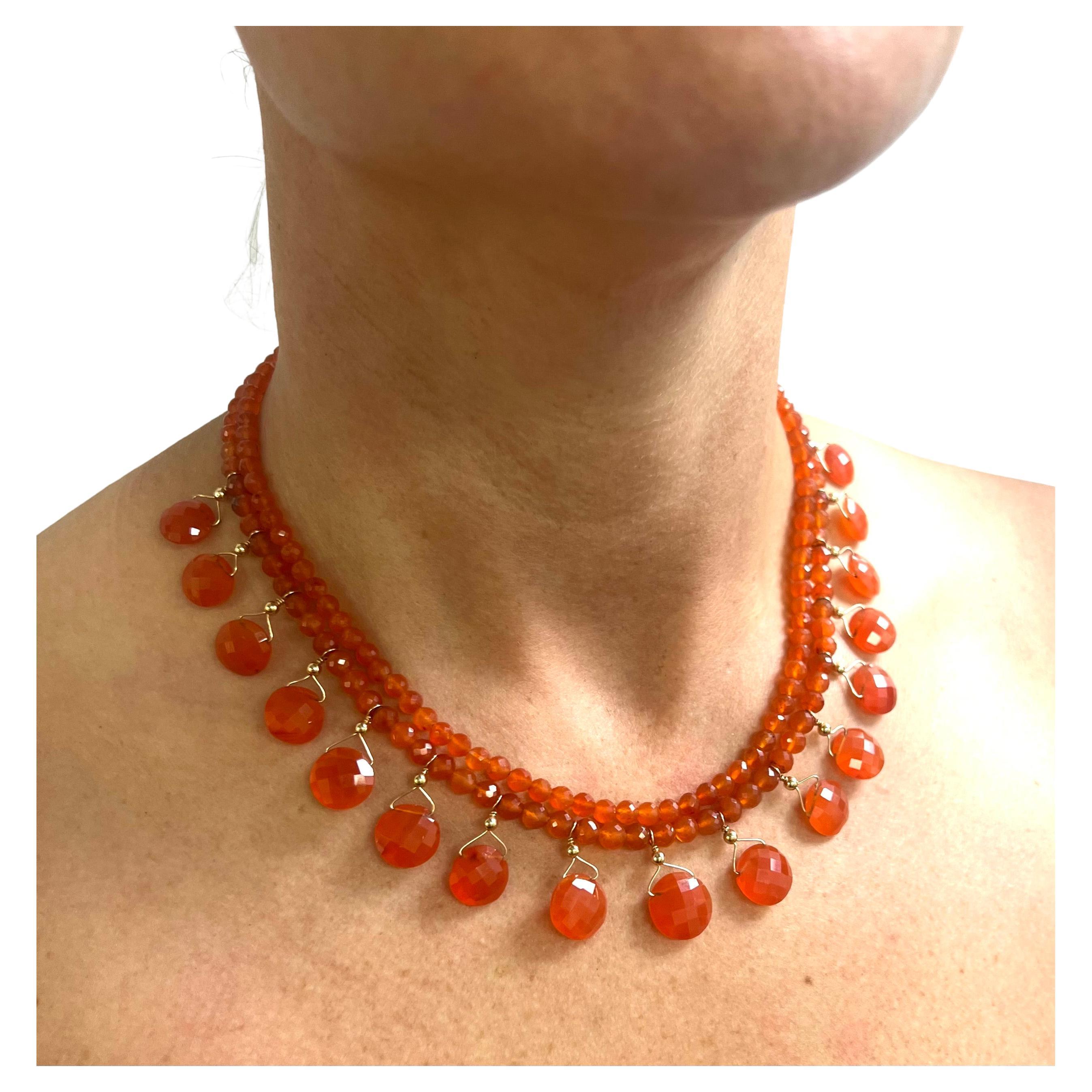 Orange Carnelian Double Strand Paradizia Necklace For Sale 4