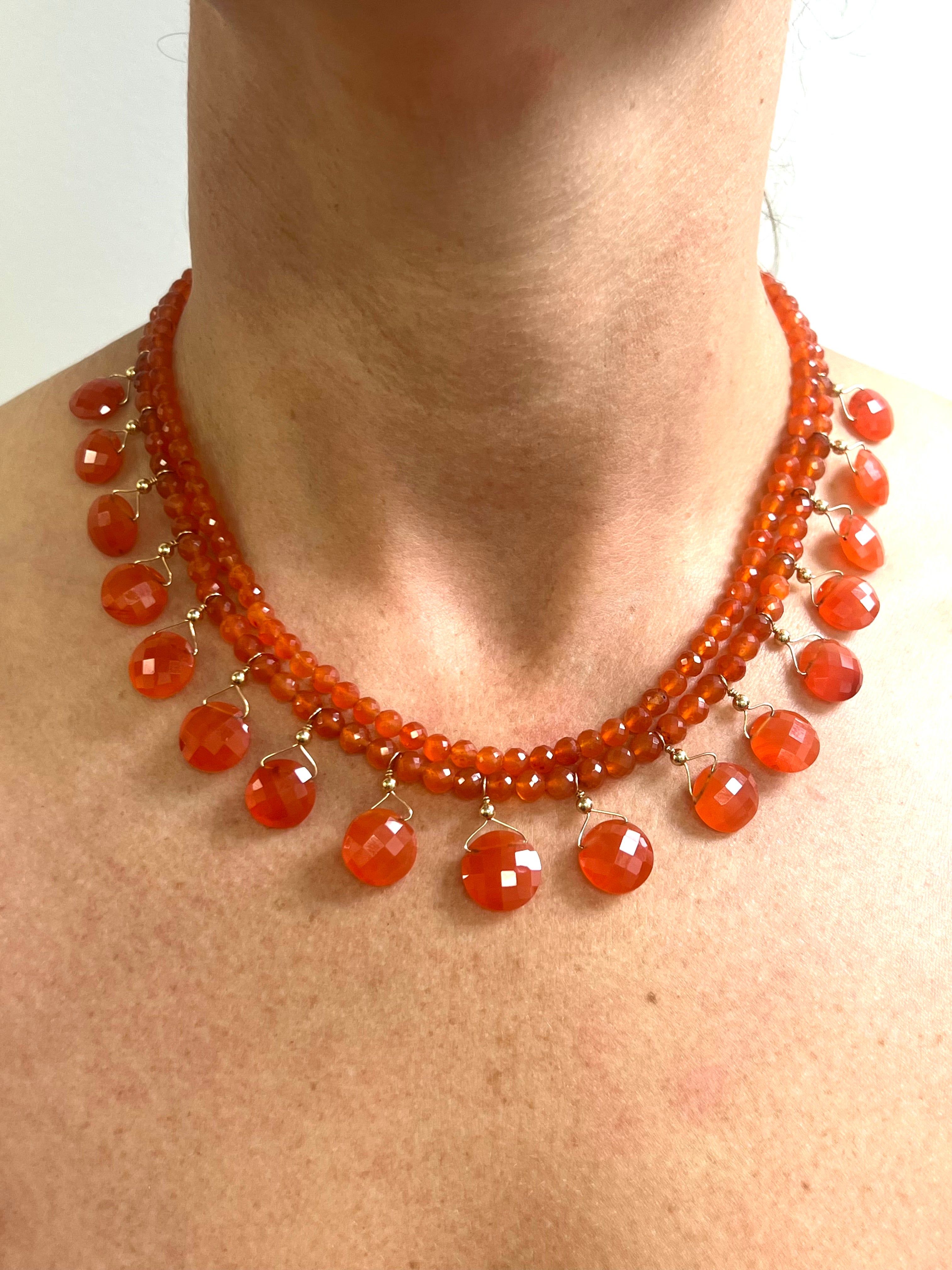 Description
Influenced by Cleopatra’s rich style and colorful jewelry, this Carnelian necklace radiates your personal powerful beauty as the magnificence of the past imbues the present simply by wearing this vibrant and alluring jewel. 
Item # N3466