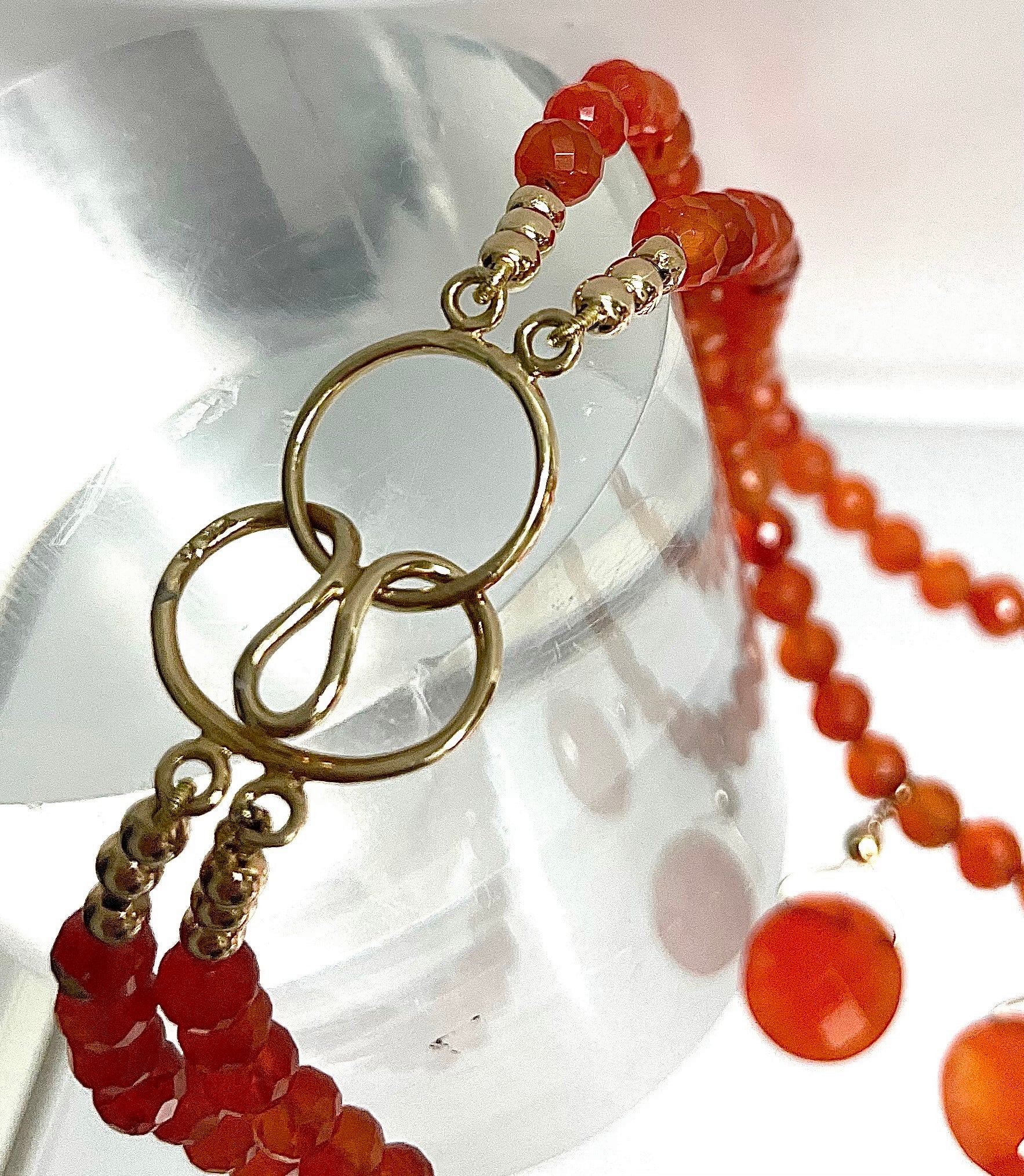 Bead Orange Carnelian Double Strand Paradizia Necklace For Sale