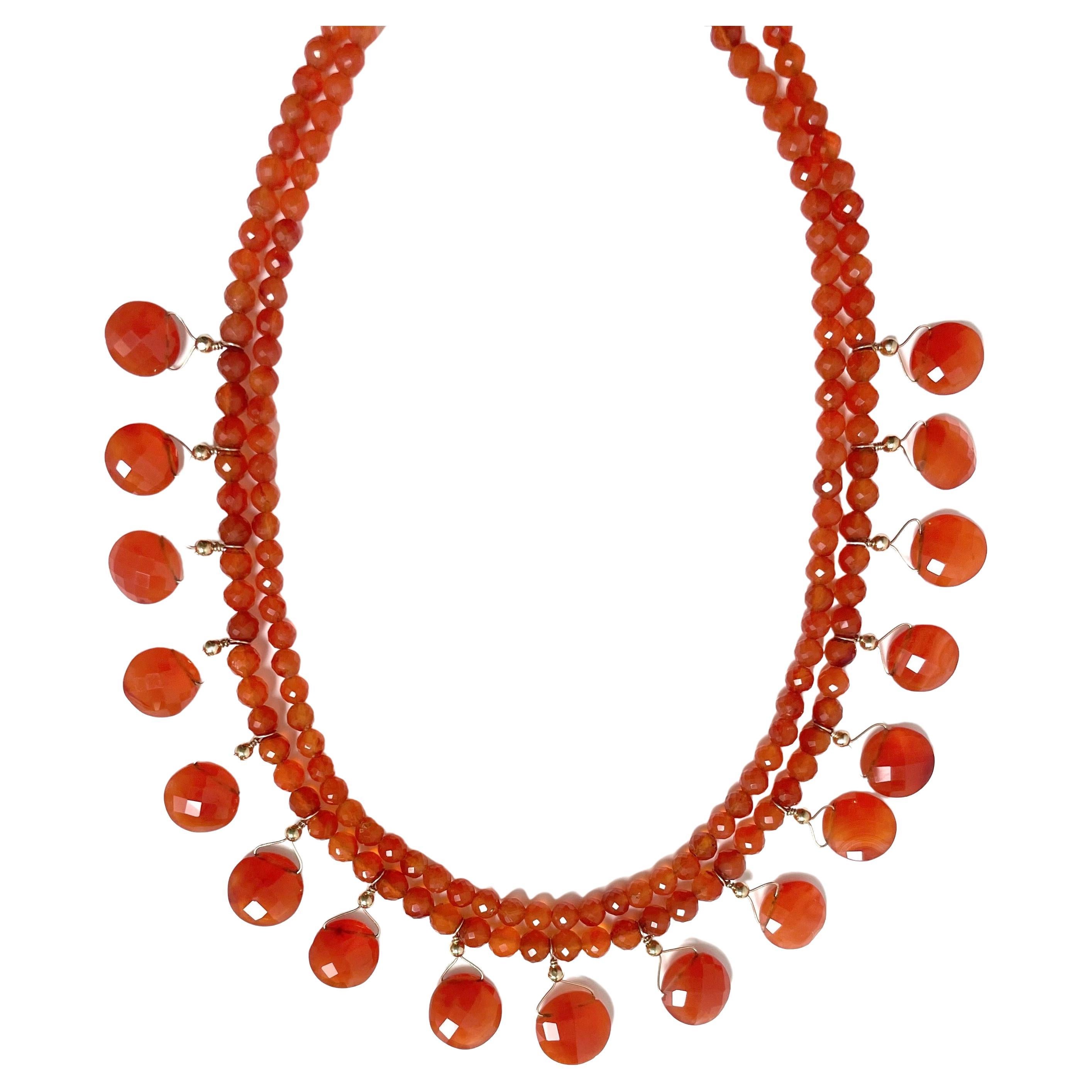 Women's Orange Carnelian Double Strand Paradizia Necklace For Sale