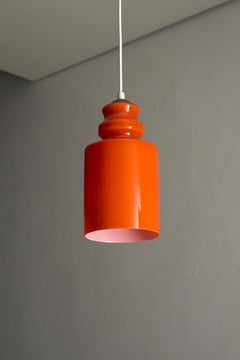 Lámpara colgante de cristal naranja, años 70
