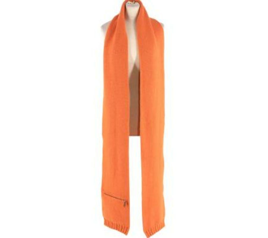hermes paris orange pattern cashmere scarf