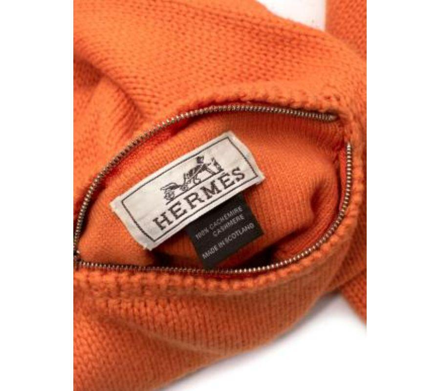 Hermes Orange Cashmere Zip Pocket Scarf For Sale 2