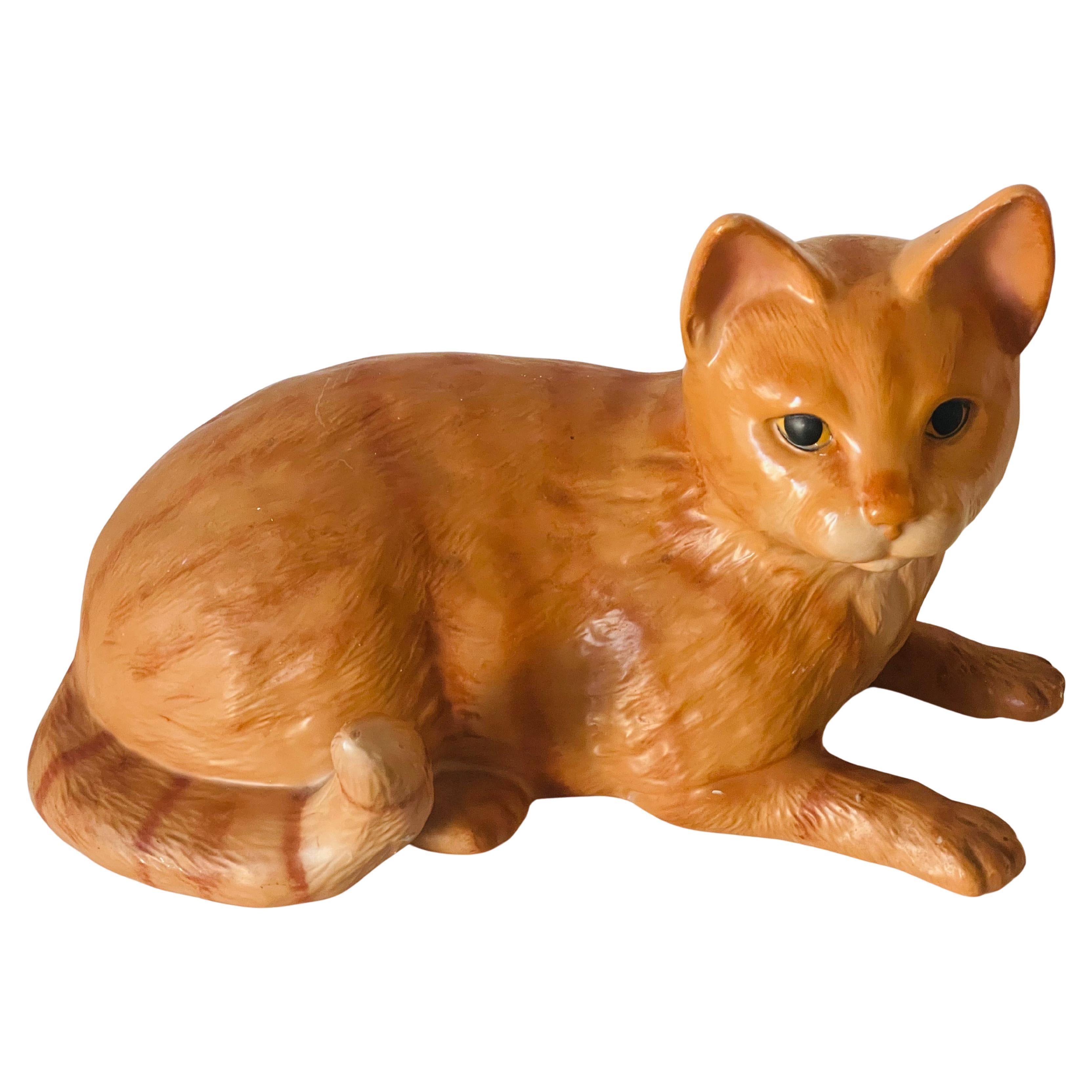 Orange Cat Italian Life Size Ceramic Sculpture Dignrd Dottie For Sale