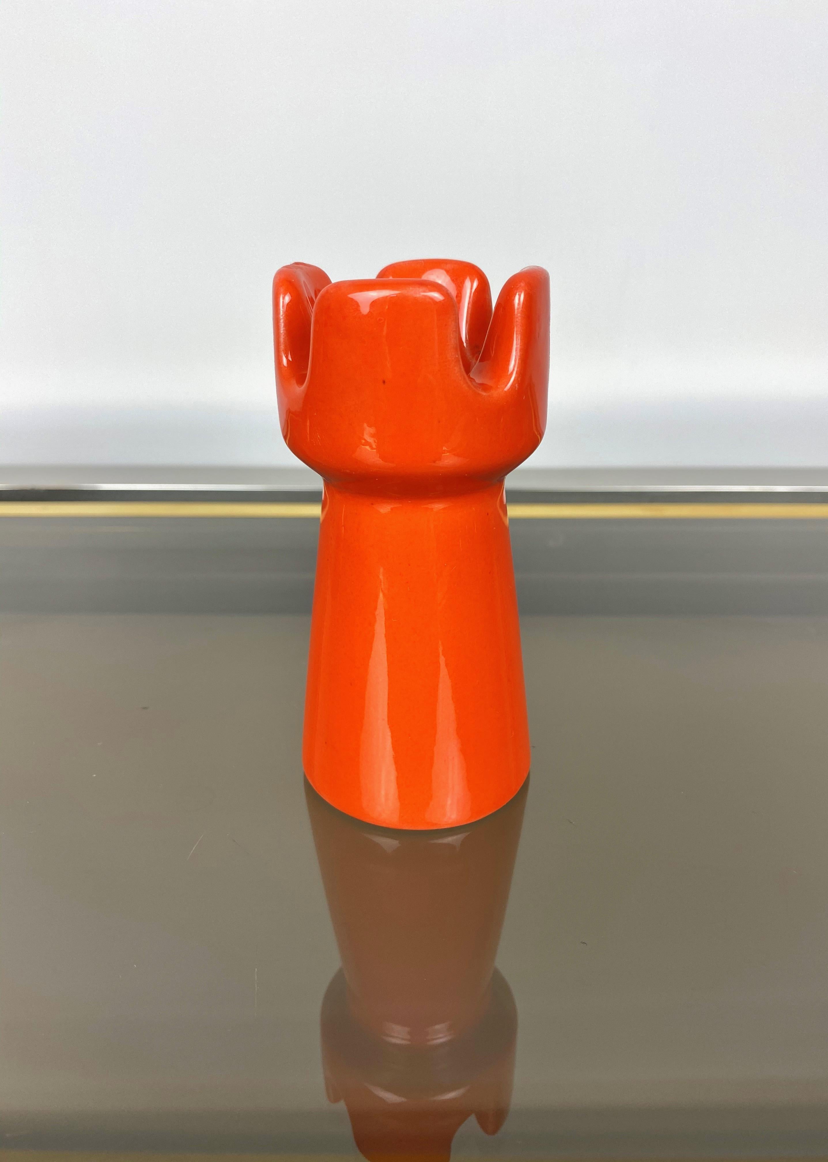 Orange Ceramic Chess Pieces Sculpture by Il Picchio, Italy, 1970s For Sale 3