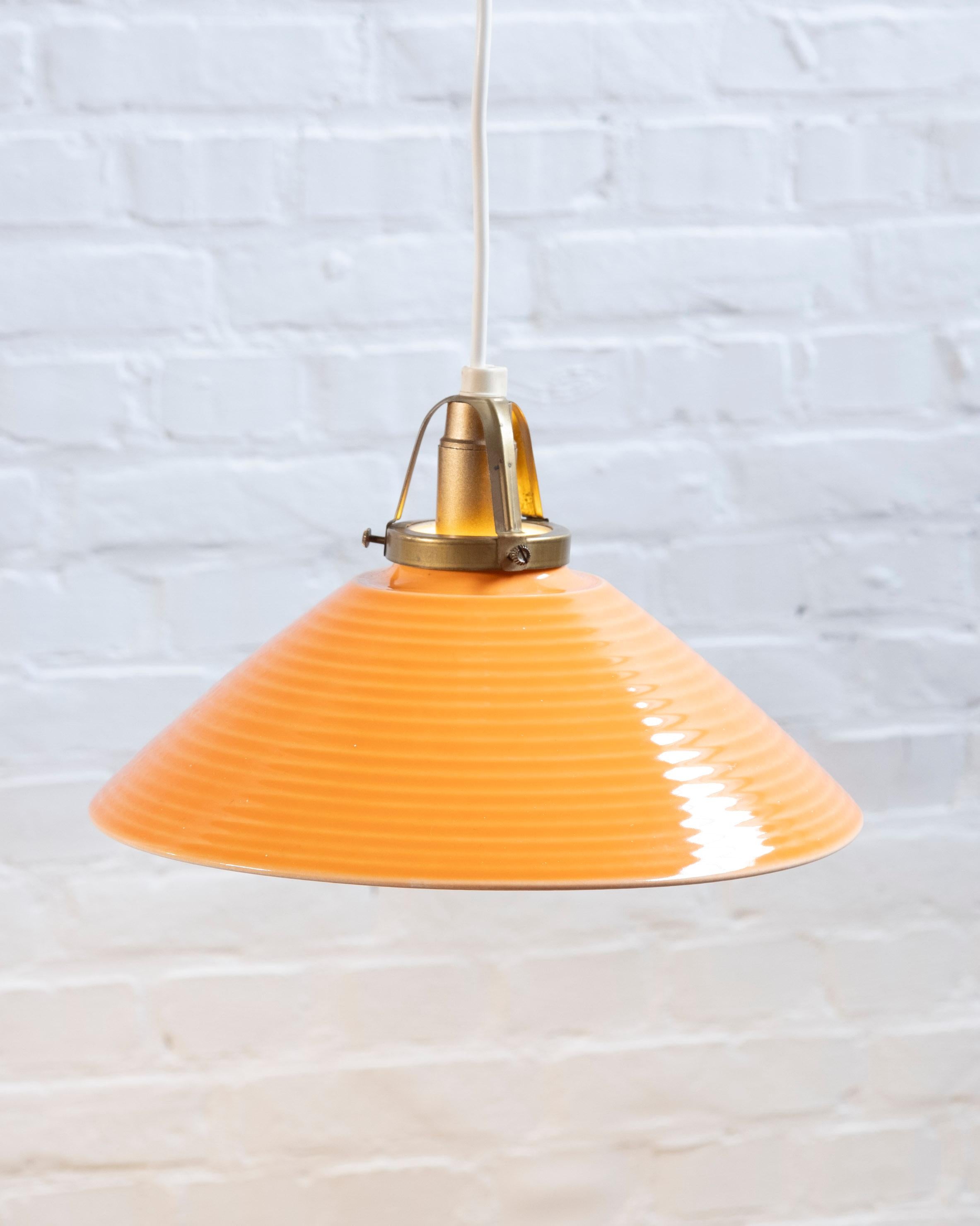 Scandinavian Modern Orange Ceramic Pendant Lamp by Søholm, 1960s Denmark For Sale